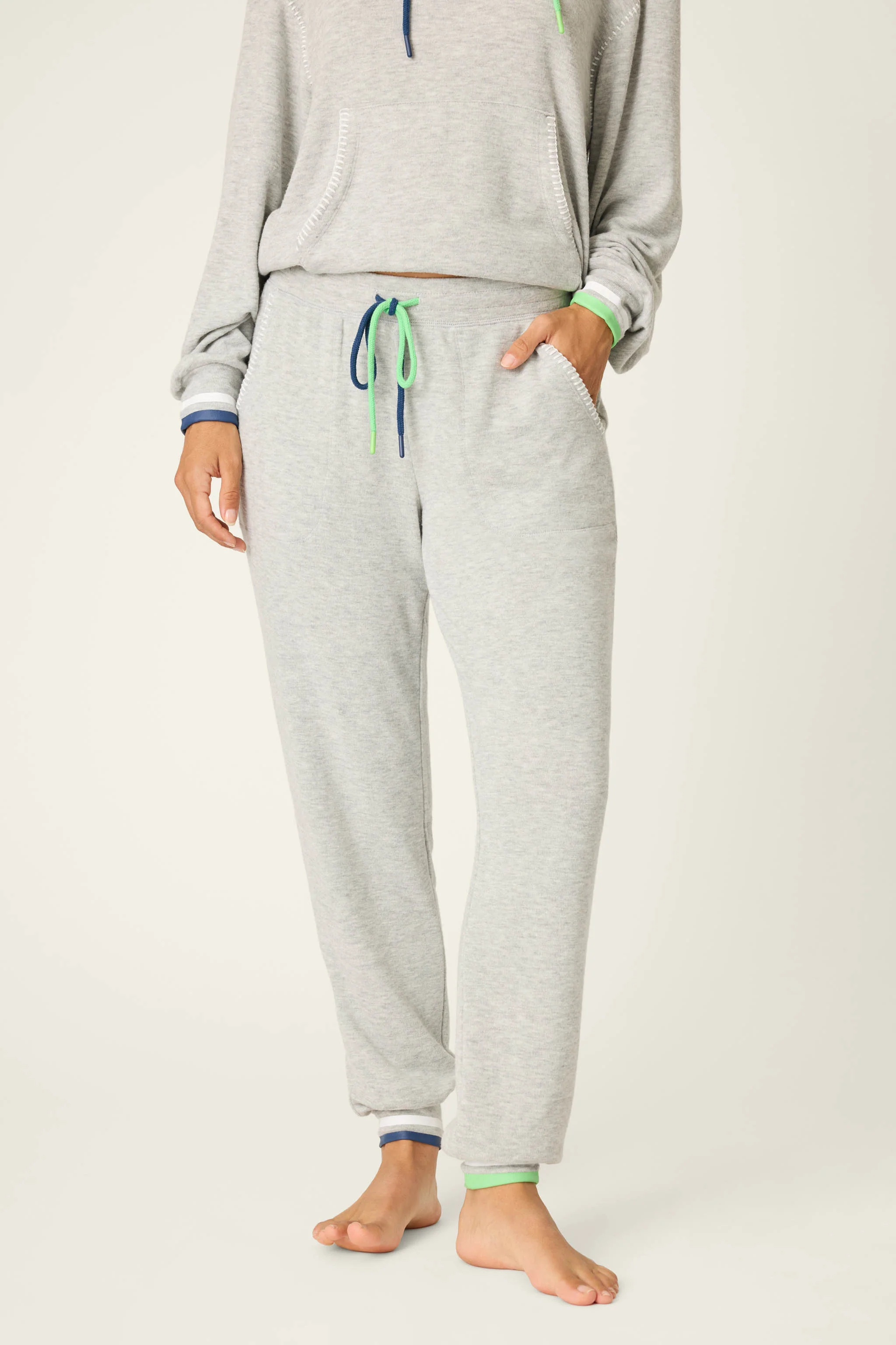 C'est La Vie Heather Grey Banded Pants