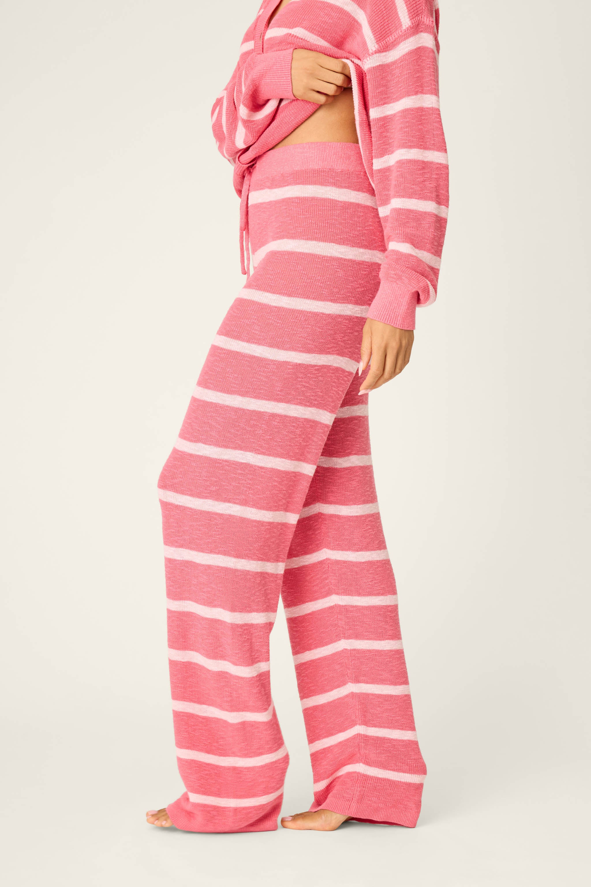 Cozy Up Cotton Berry Kiss Open Leg Pants - Image 4