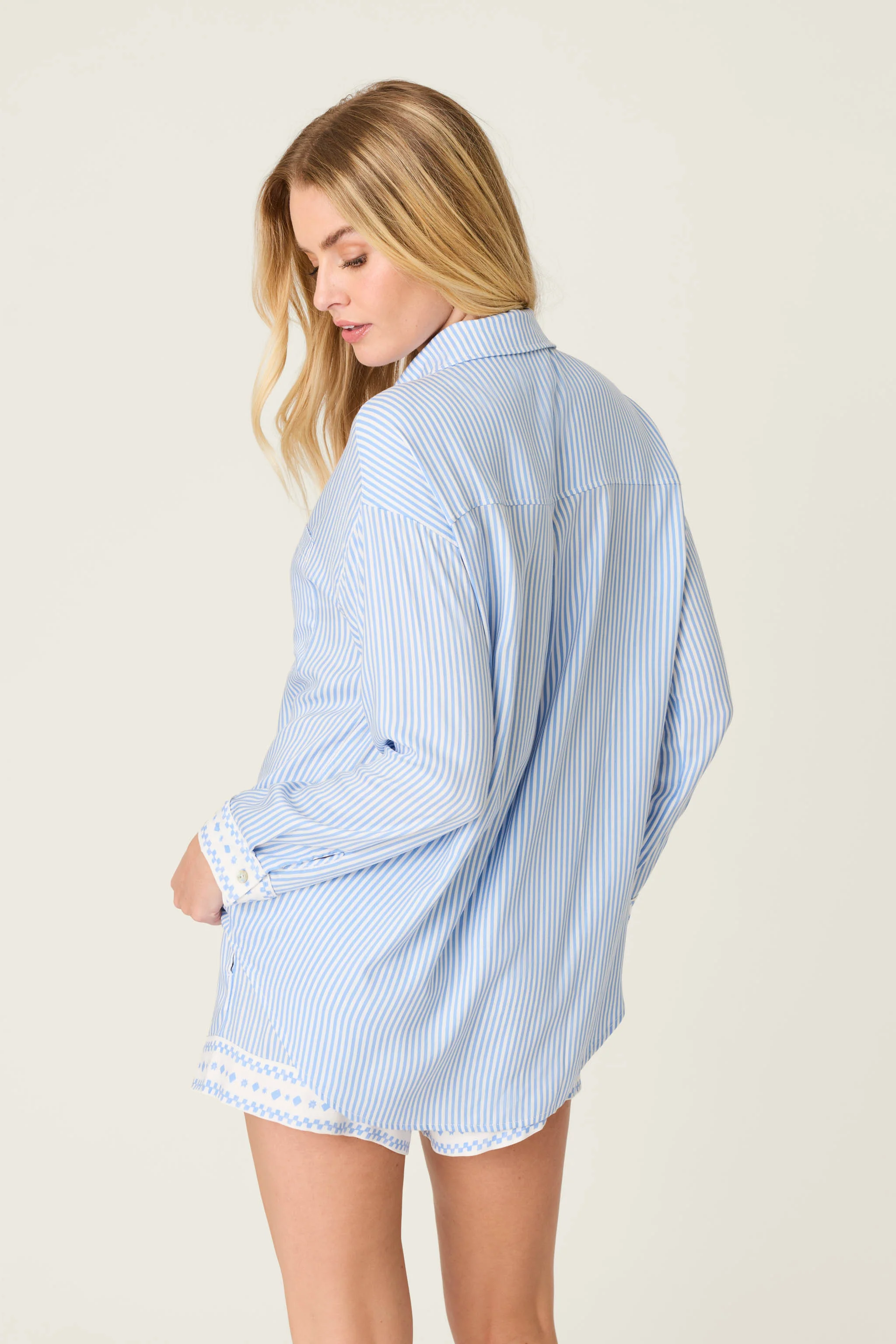 Frutta Fresca Striped Long Sleeve Button Up Top - Image 4