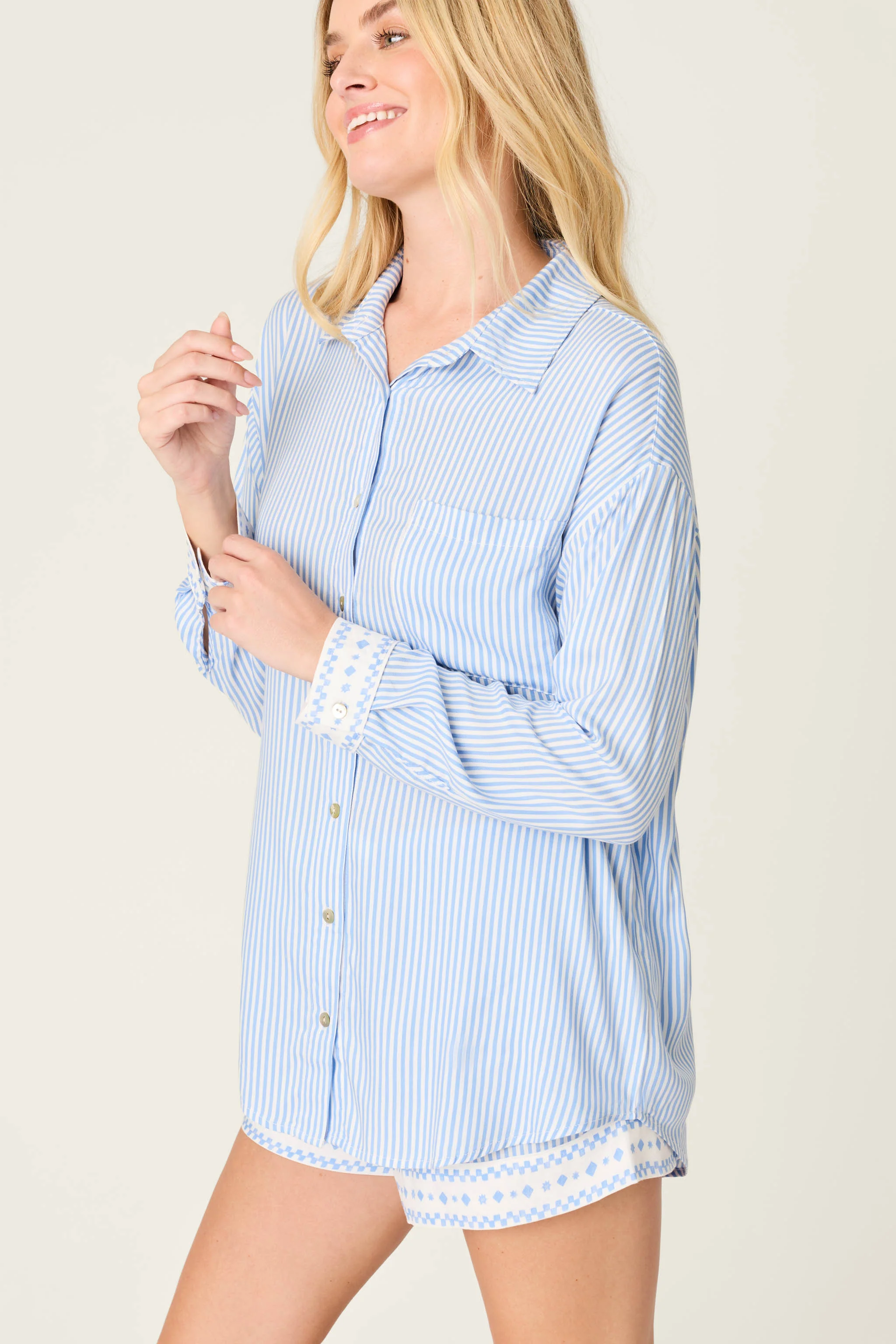Frutta Fresca Striped Long Sleeve Button Up Top - Image 5