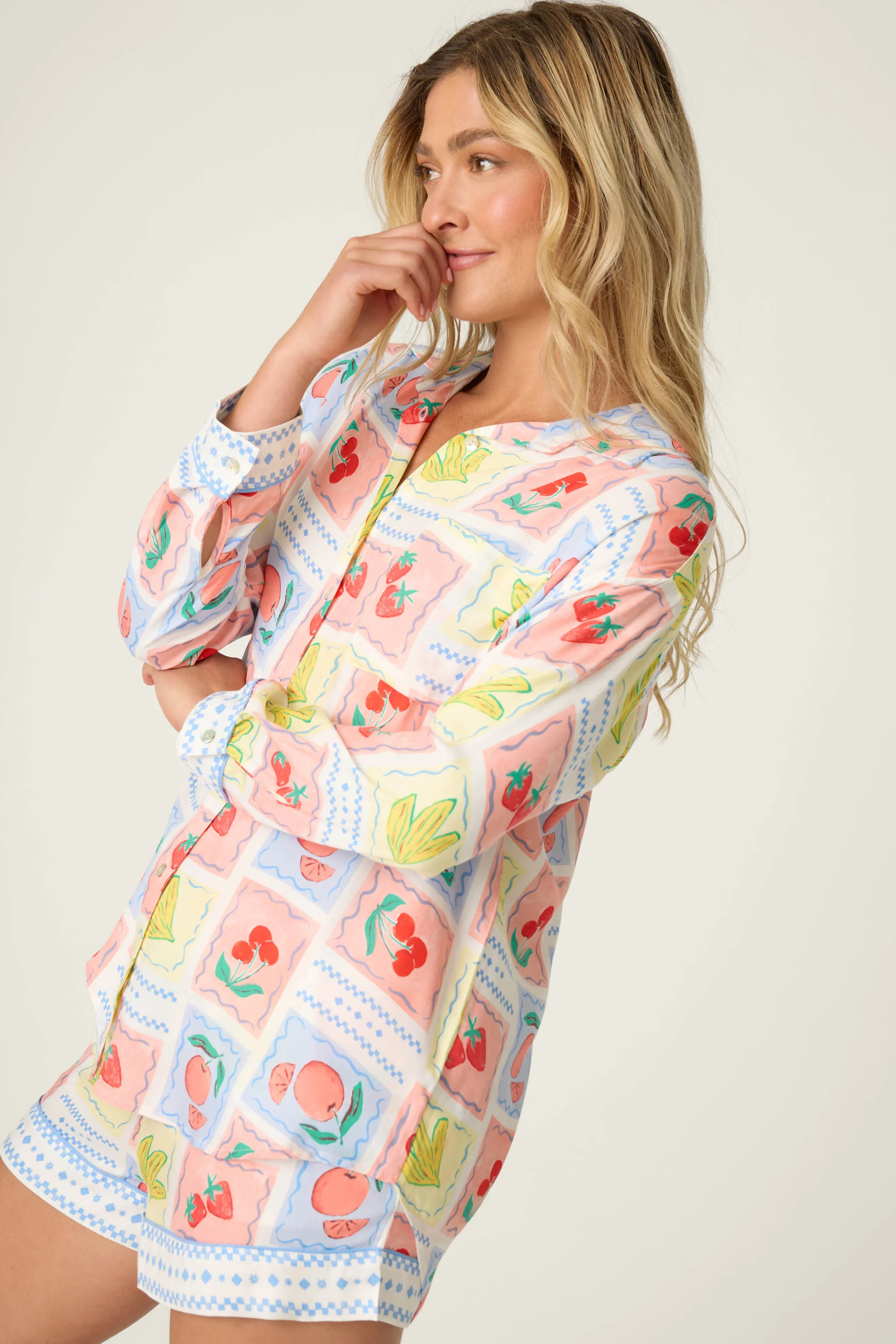 Frutta Fresca Summer Harvest Long Sleeve Button Up Top - Image 6
