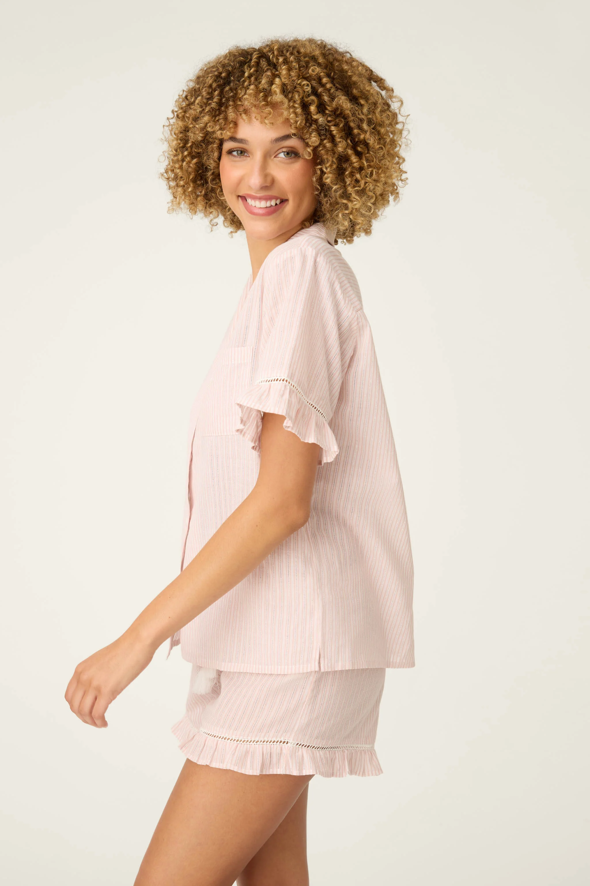 On Cloud Nine Silver Rose Short Sleeve Pajama Top - Image 5