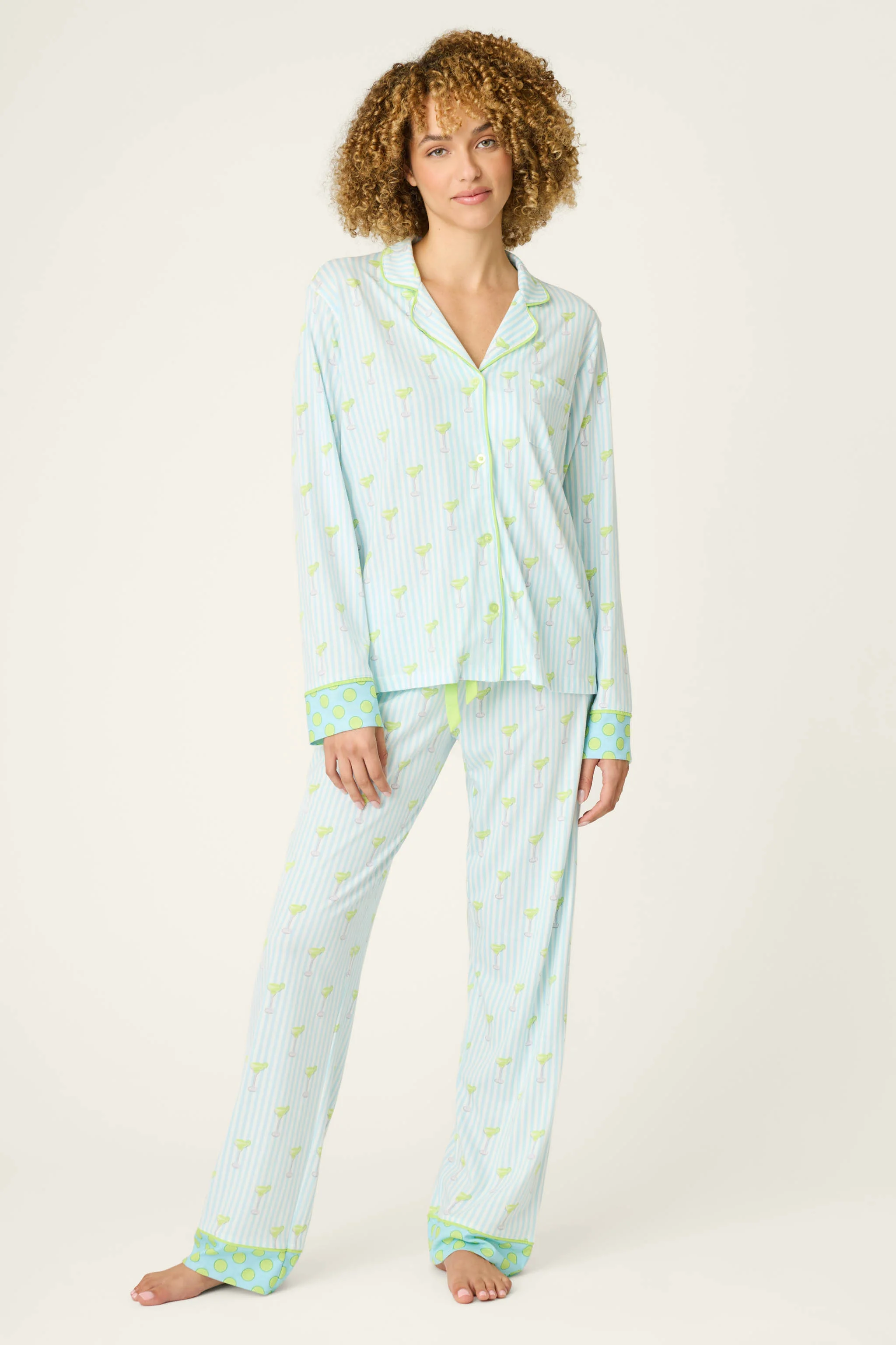 Playful Prints Salty Cadillac Striped Long PJ Set - Image 3