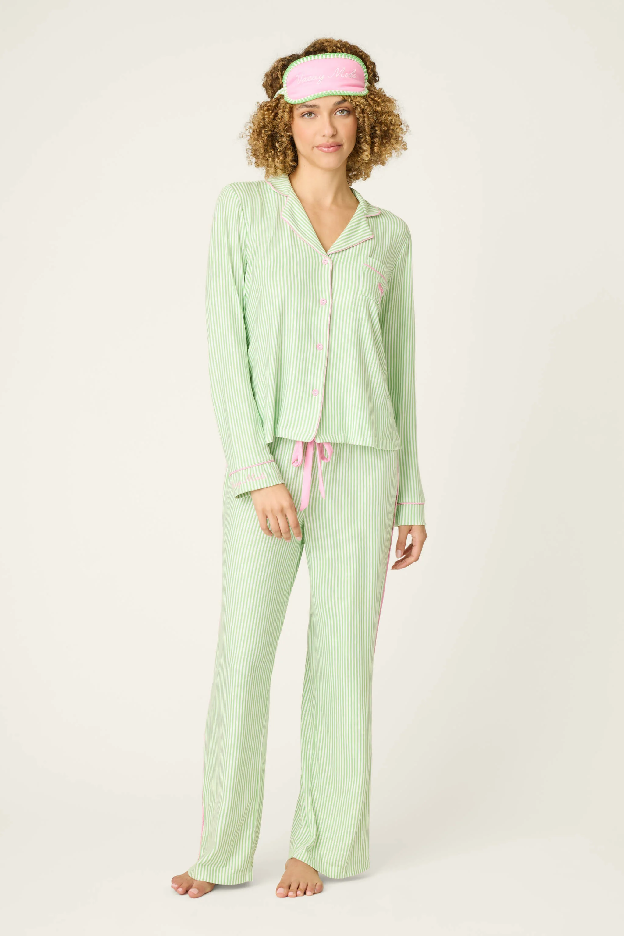 Pupcation Palms Kiwi Stripe 3-Piece PJ Set - Image 3