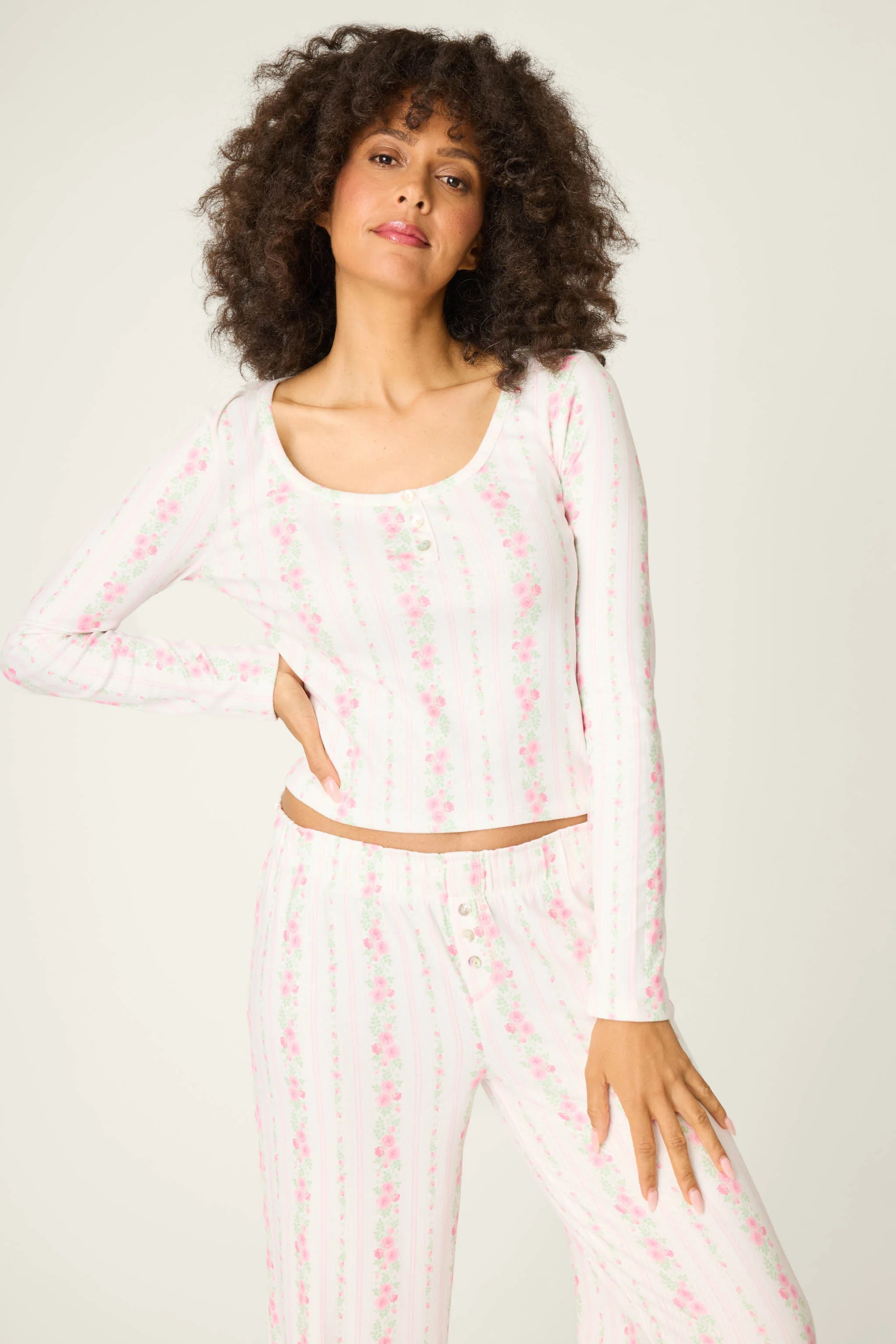 Roses Are Pink Petal Dream Pointelle Long Sleeve Top - Image 2