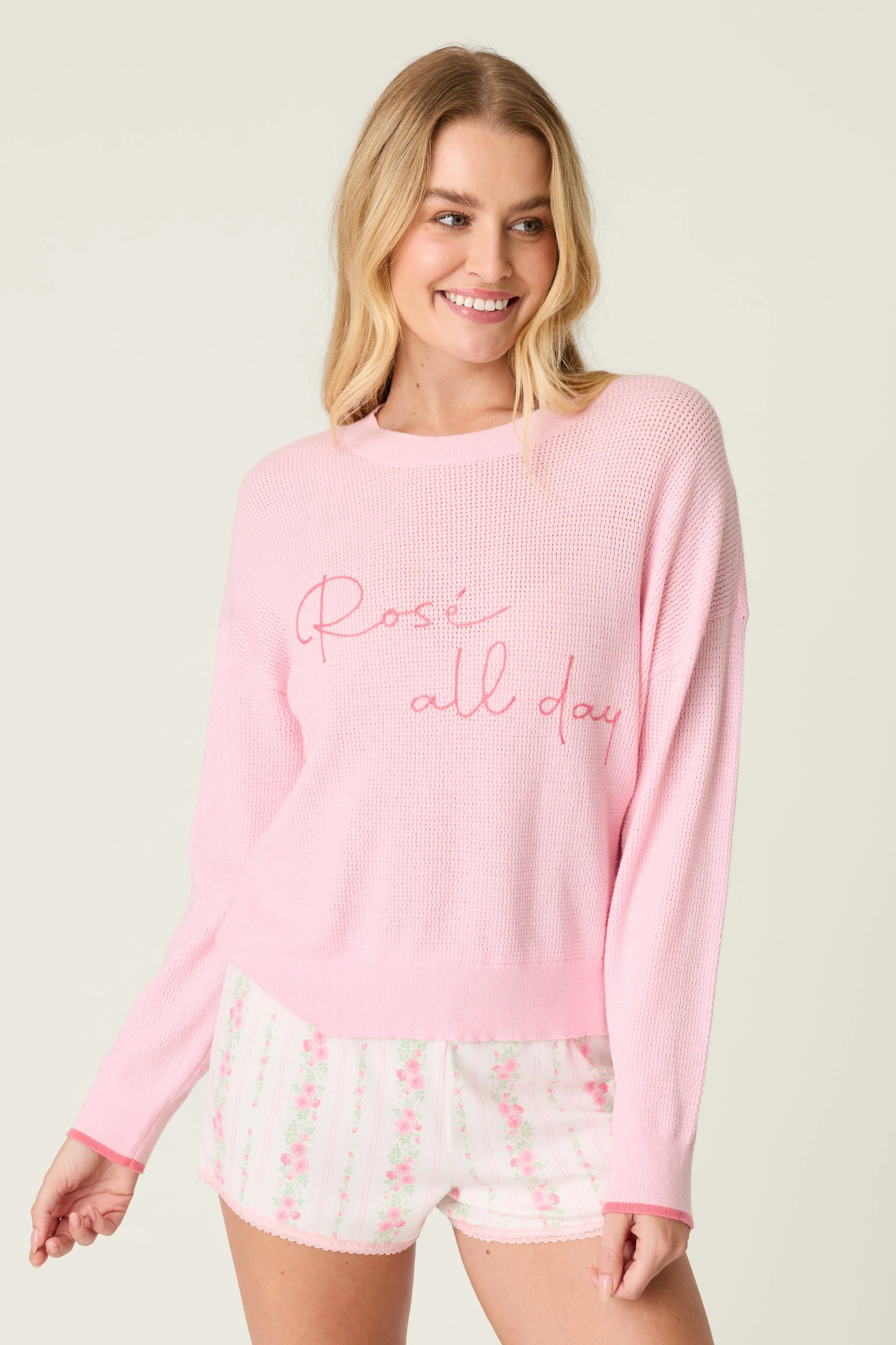 Roses Are Pink Rosé All Day Snuggle Sweater - Image 5