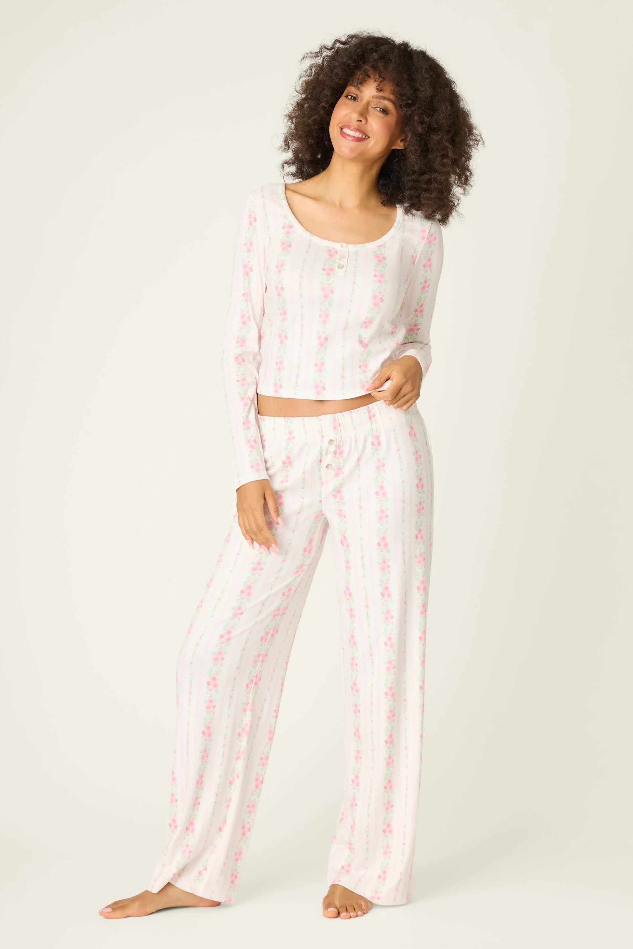 Roses Are Pink Petal Dream Pointelle Open Leg Pants - Image 2