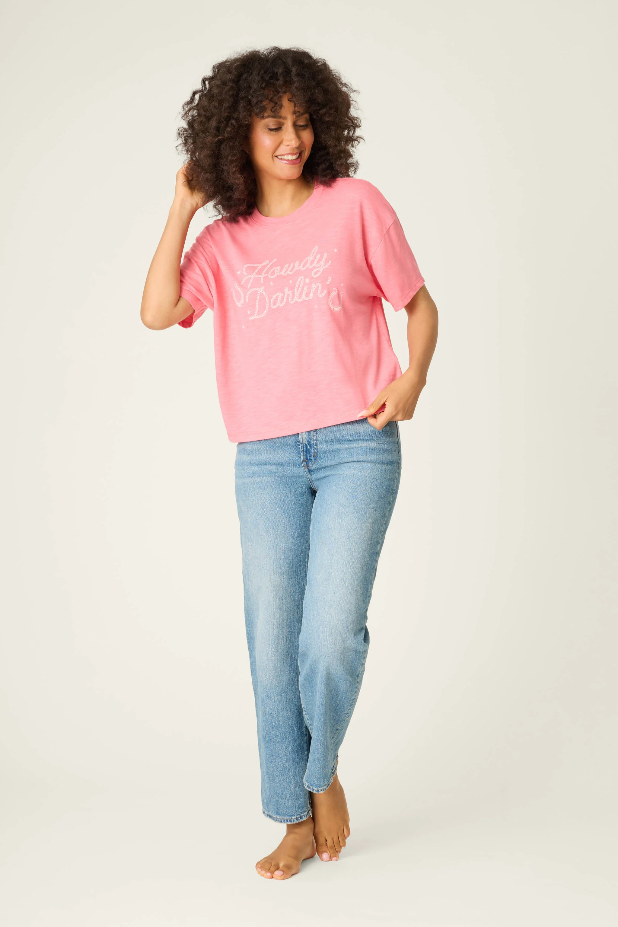 Western Blooms Howdy Darlin Graphic Print T-Shirt - Image 3