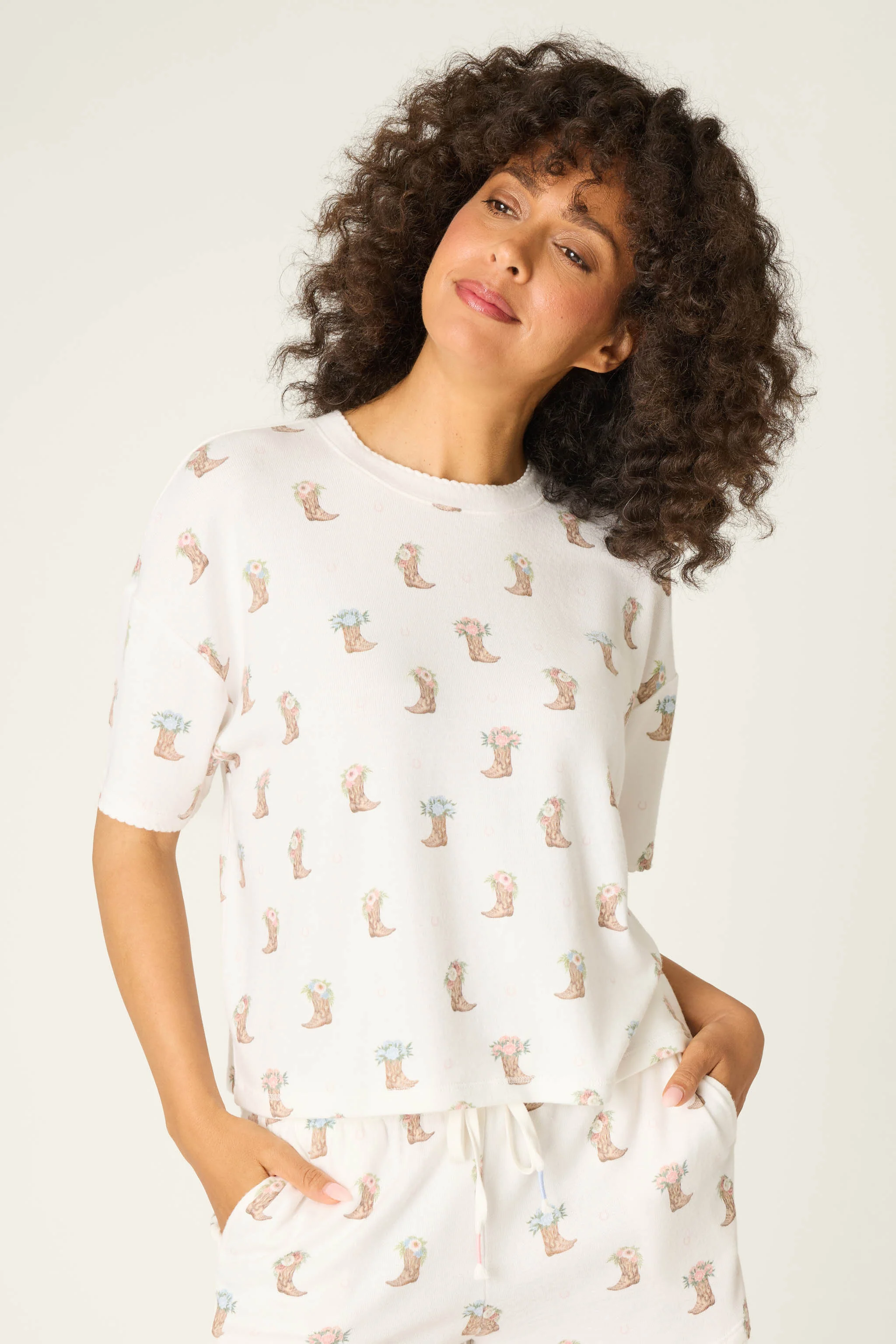 Western Blooms Boot Bouquet Short Sleeve Top - Image 2