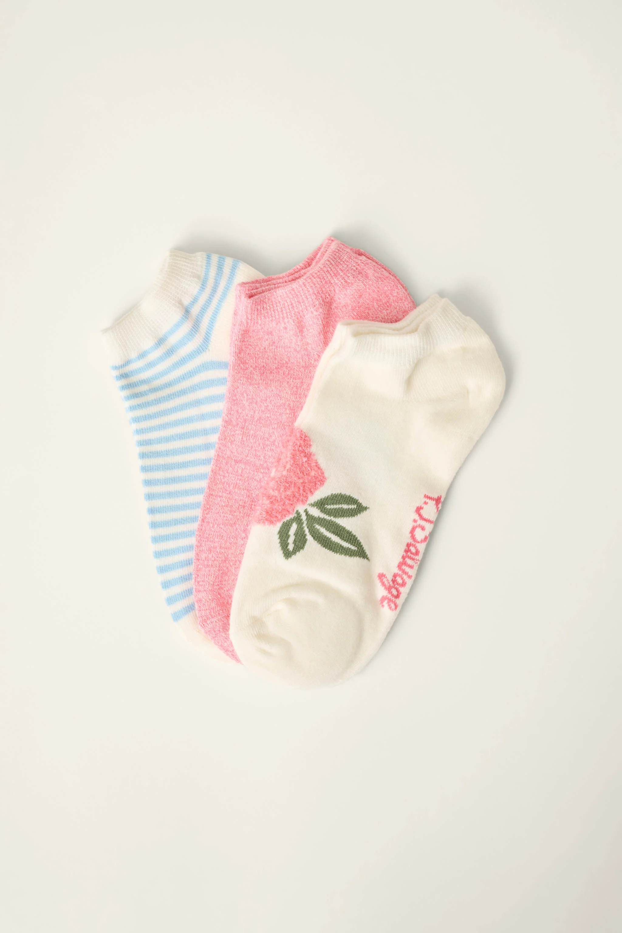 Western Blooms Rose Stripe 3-Pack Ankle Socks - Image 2