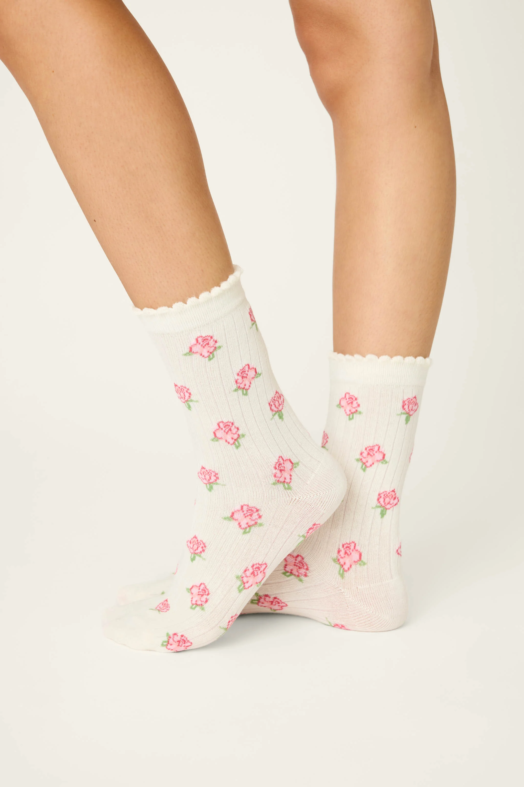 Western Blooms Roses Ribbed Crew Socks - Image 4