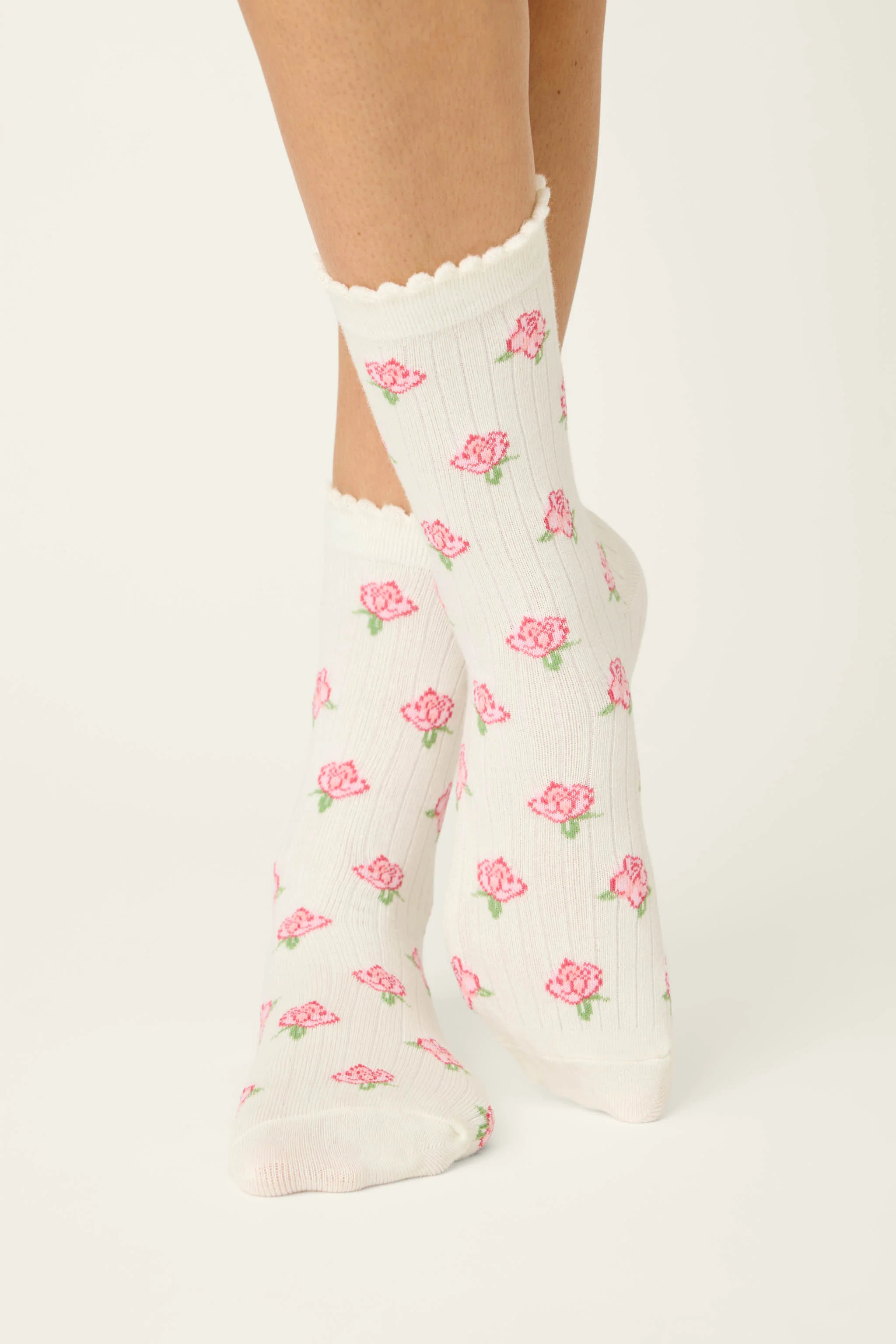 Western Blooms Roses Ribbed Crew Socks - Image 5
