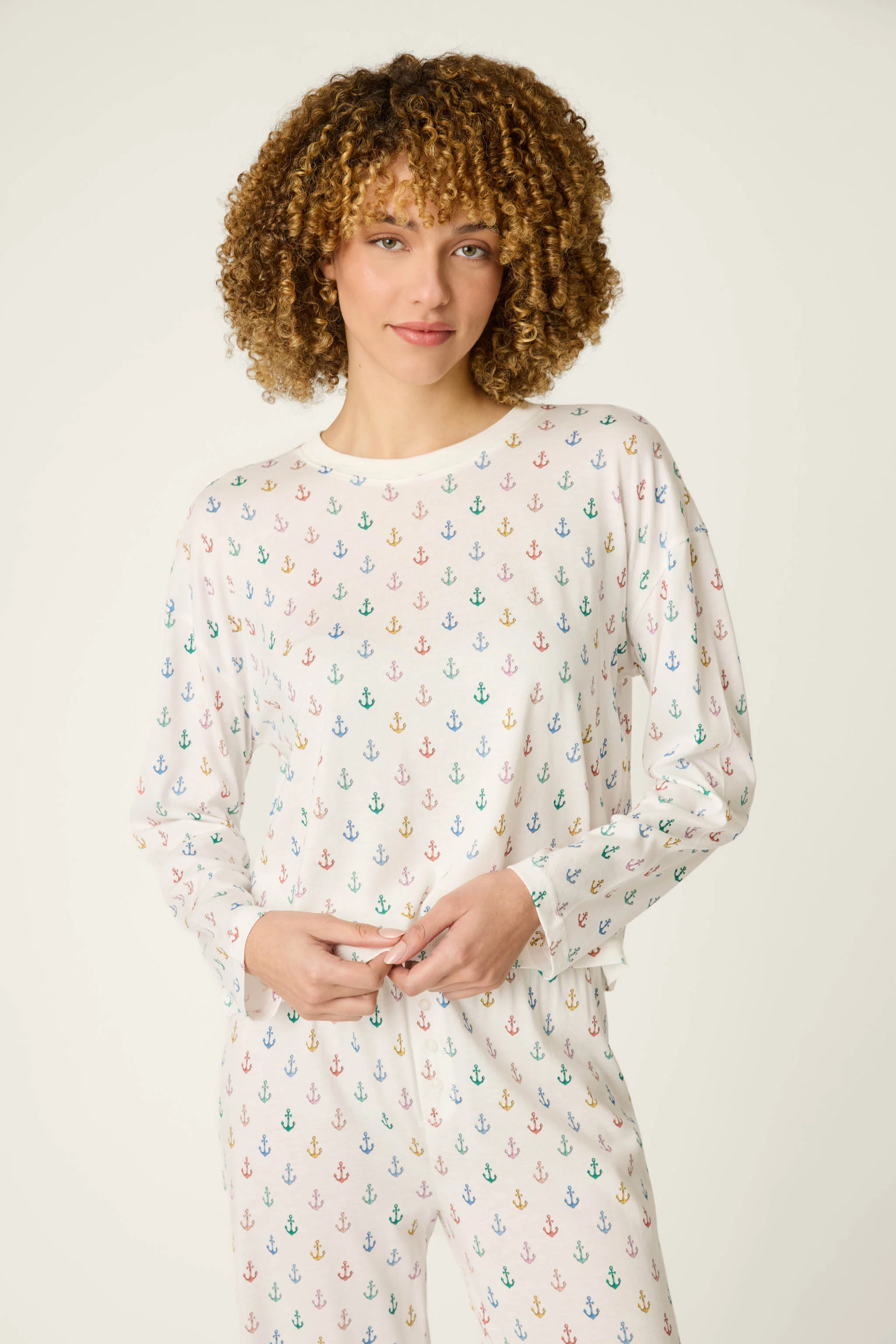 Meet Me By The Sea Anchors Aweigh Long Sleeve Top