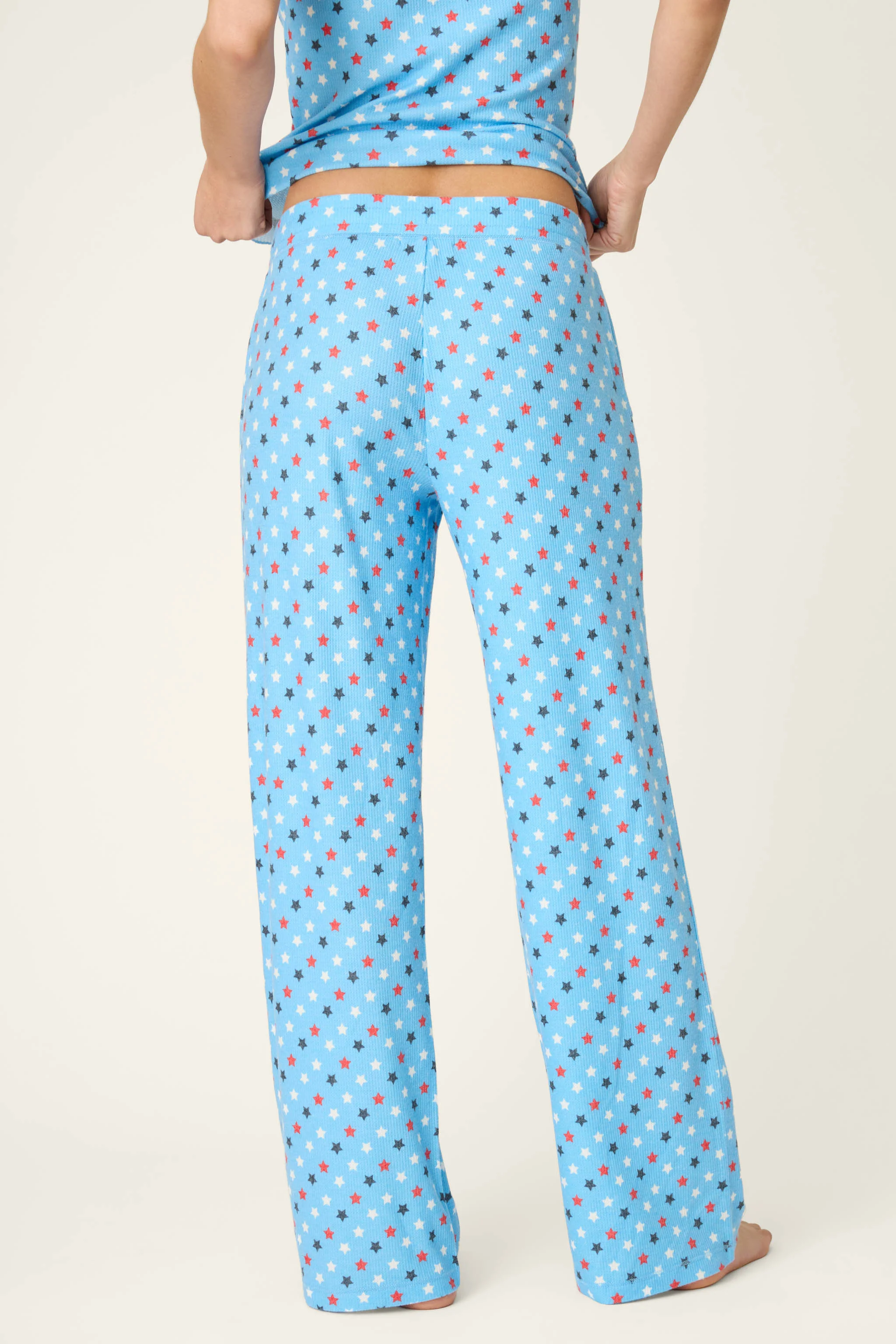 Star Spangled Summer Bay Blue Star Print Pajama Pants - Image 4