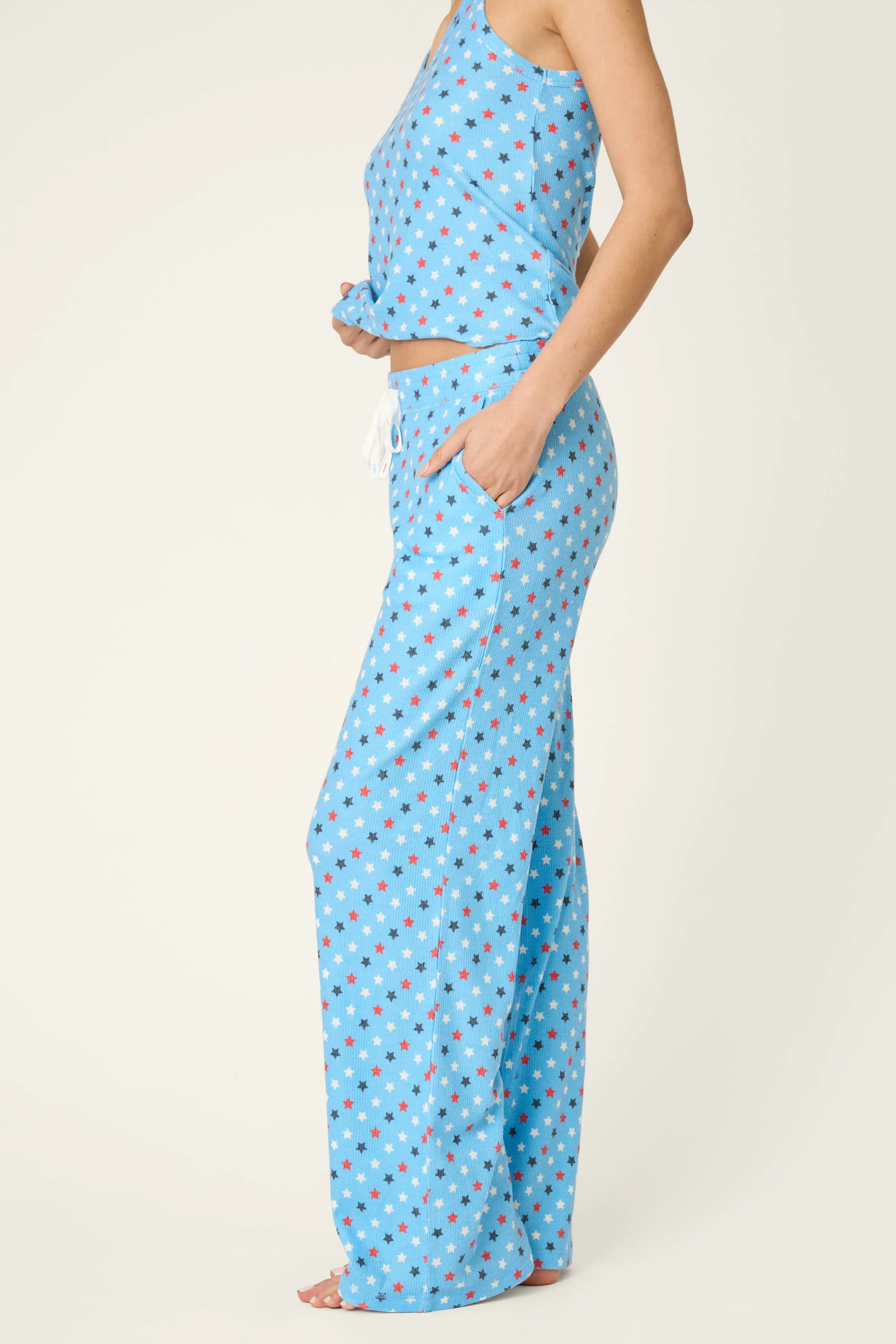 Star Spangled Summer Bay Blue Star Print Pajama Pants - Image 5