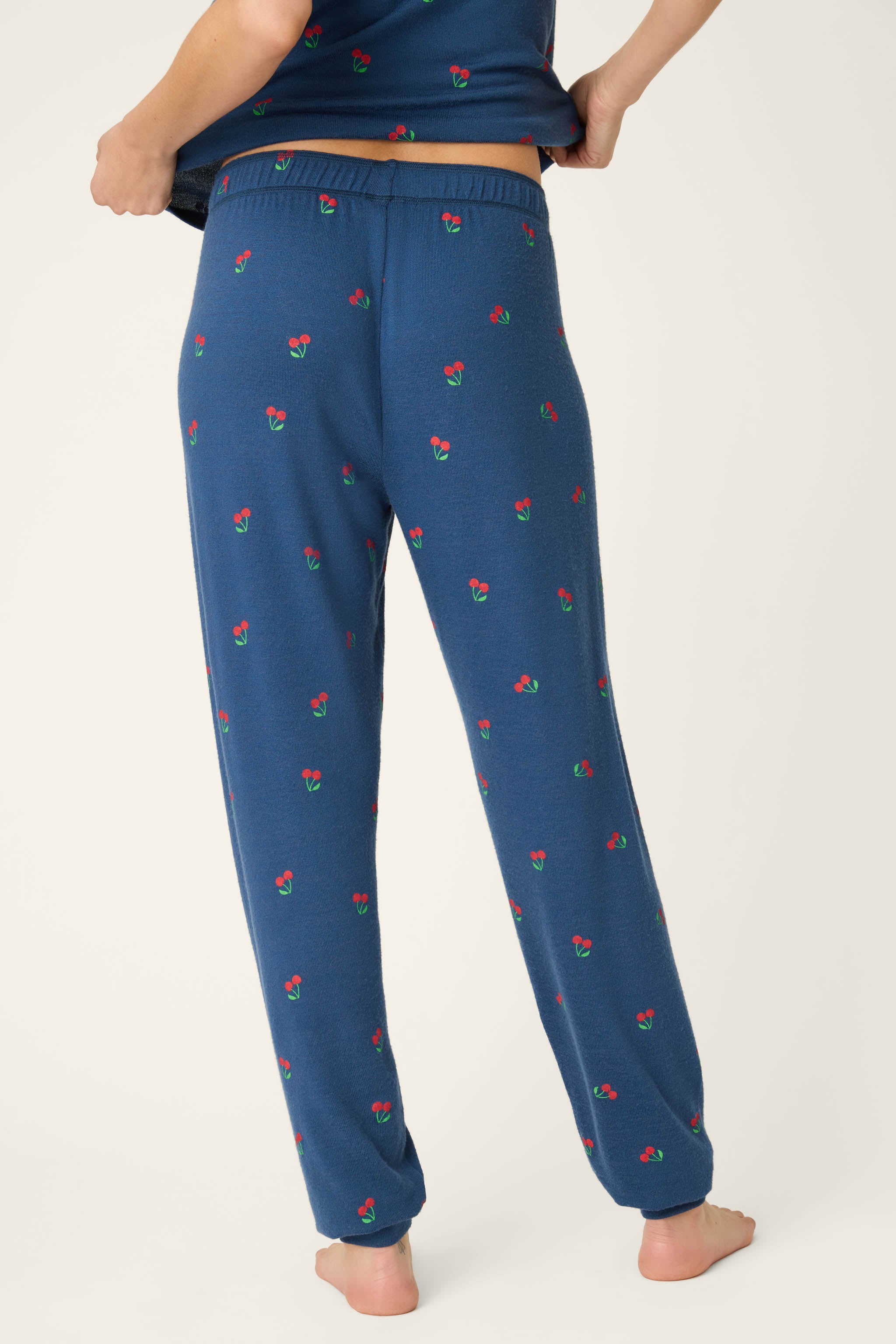 Star Spangled True Navy Cherry Print Banded Pants - Image 4