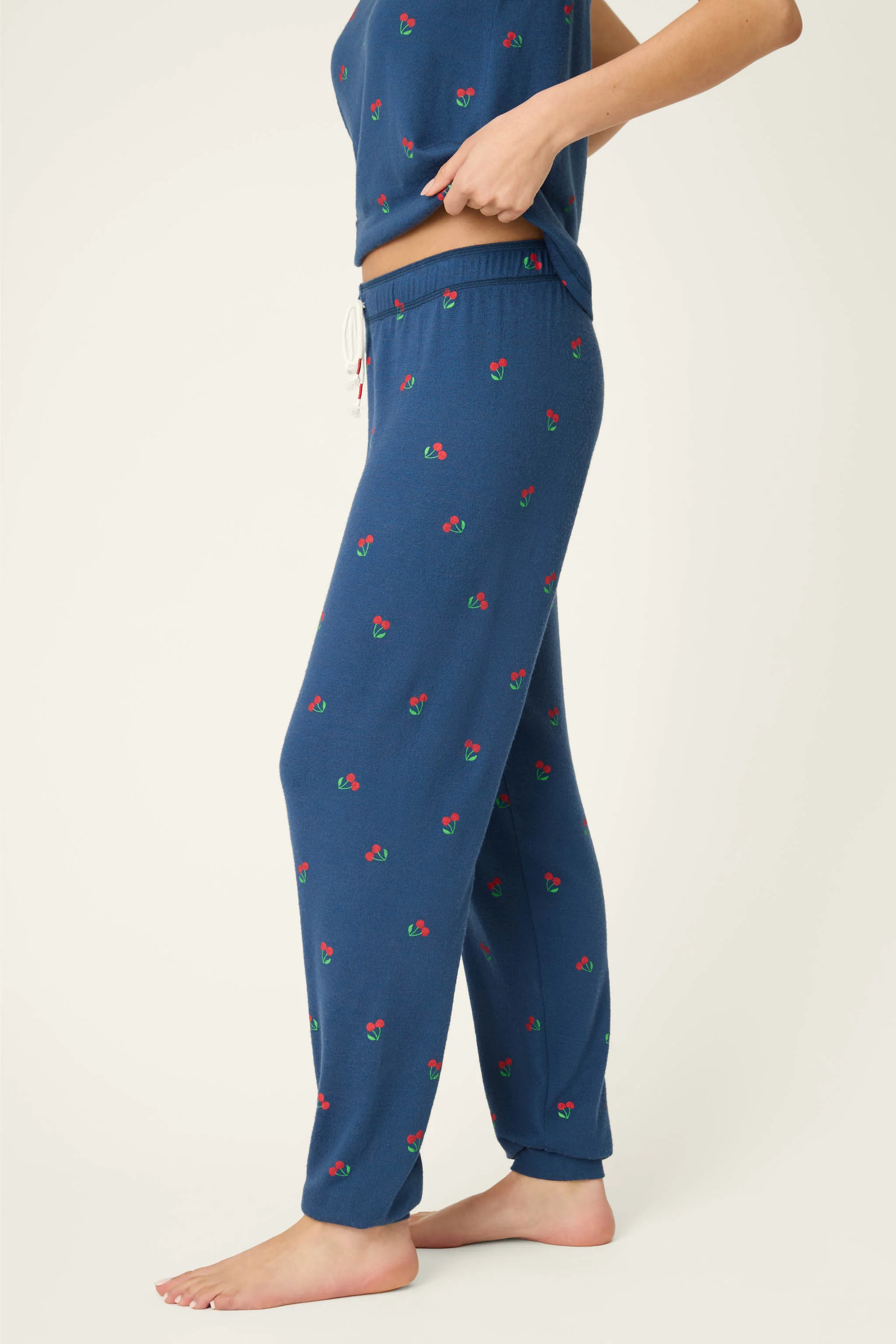 Star Spangled True Navy Cherry Print Banded Pants - Image 5