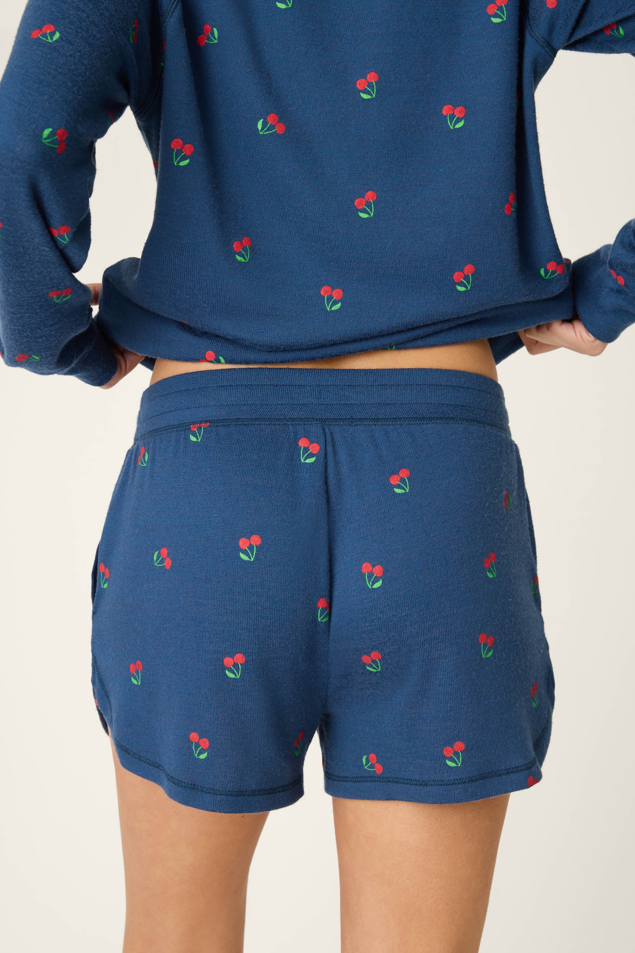 Star Spangled True Navy Cherry Print Sleep Shorts - Image 4