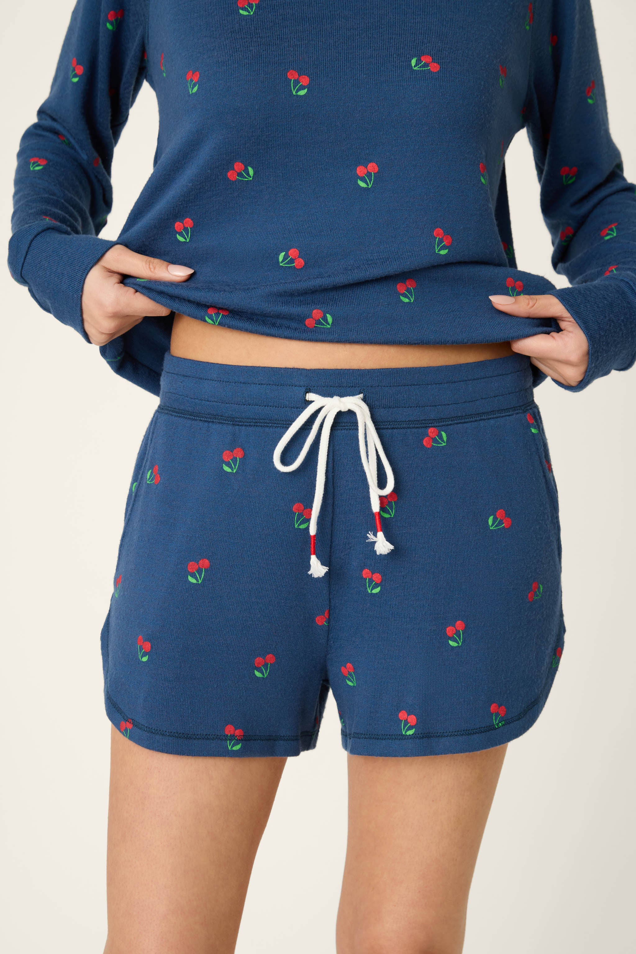 Star Spangled True Navy Cherry Print Sleep Shorts - Image 6