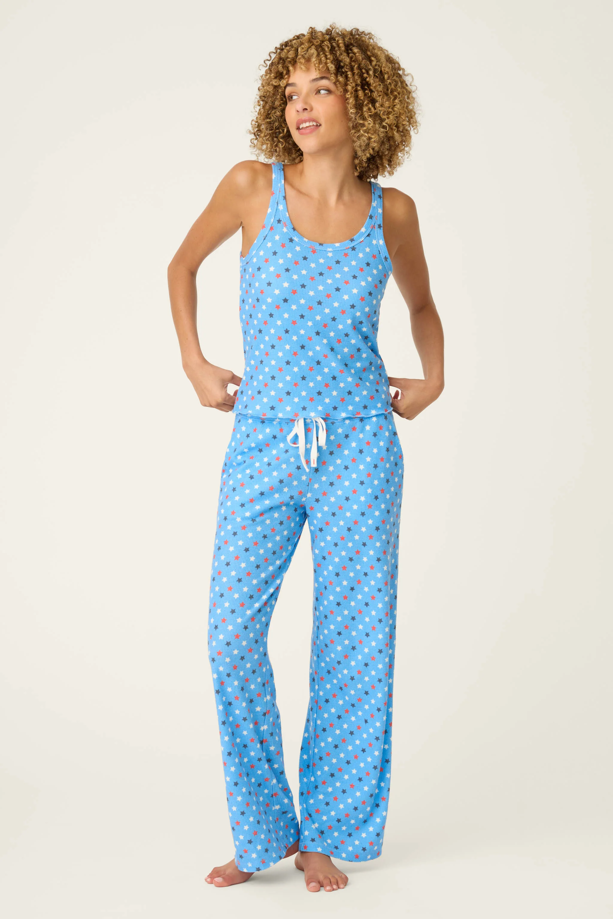Star Spangled Summer Bay Blue Star Print PJ Set - Image 3
