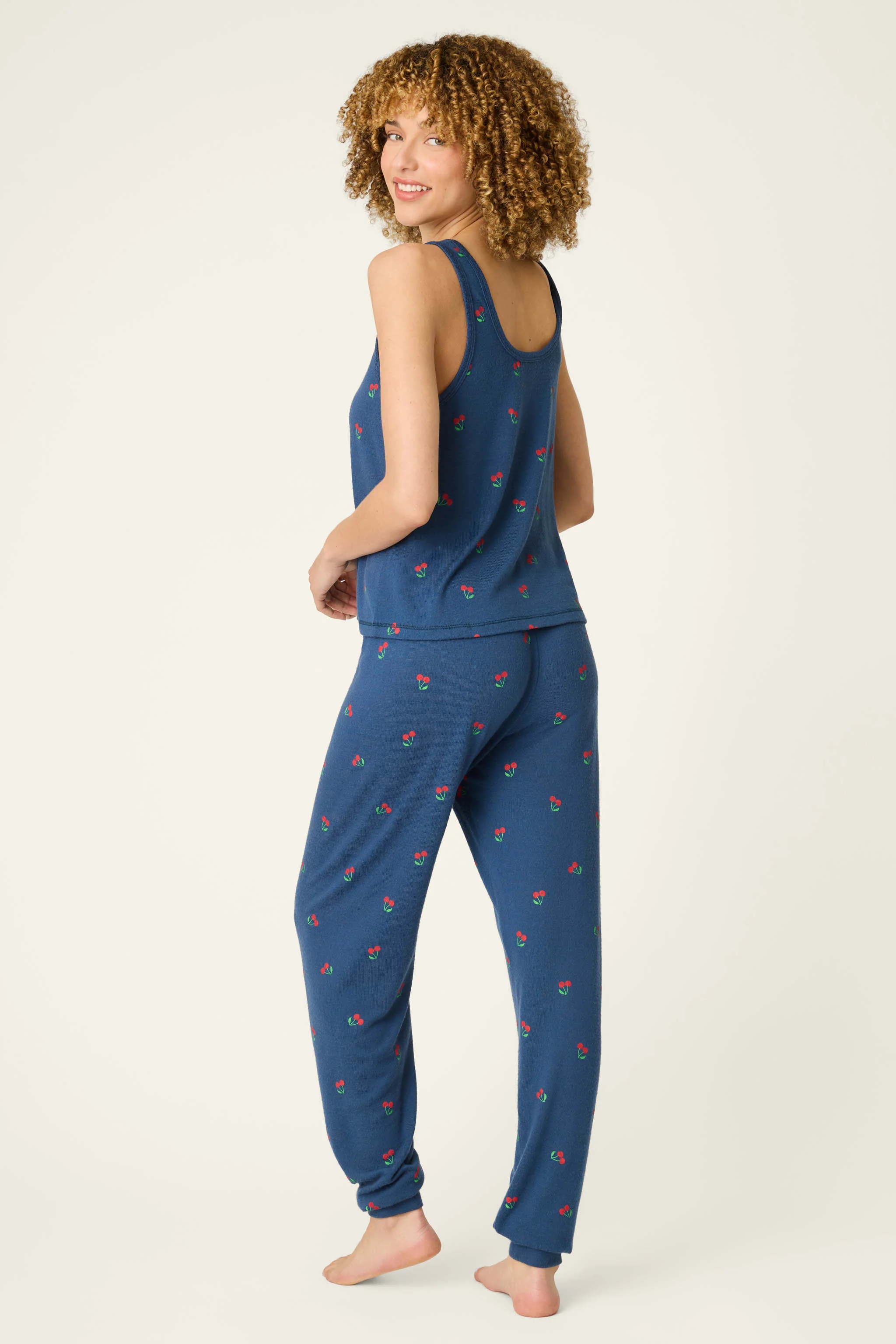 Star Spangled Summer True Navy Cherry Print PJ Set - Image 3
