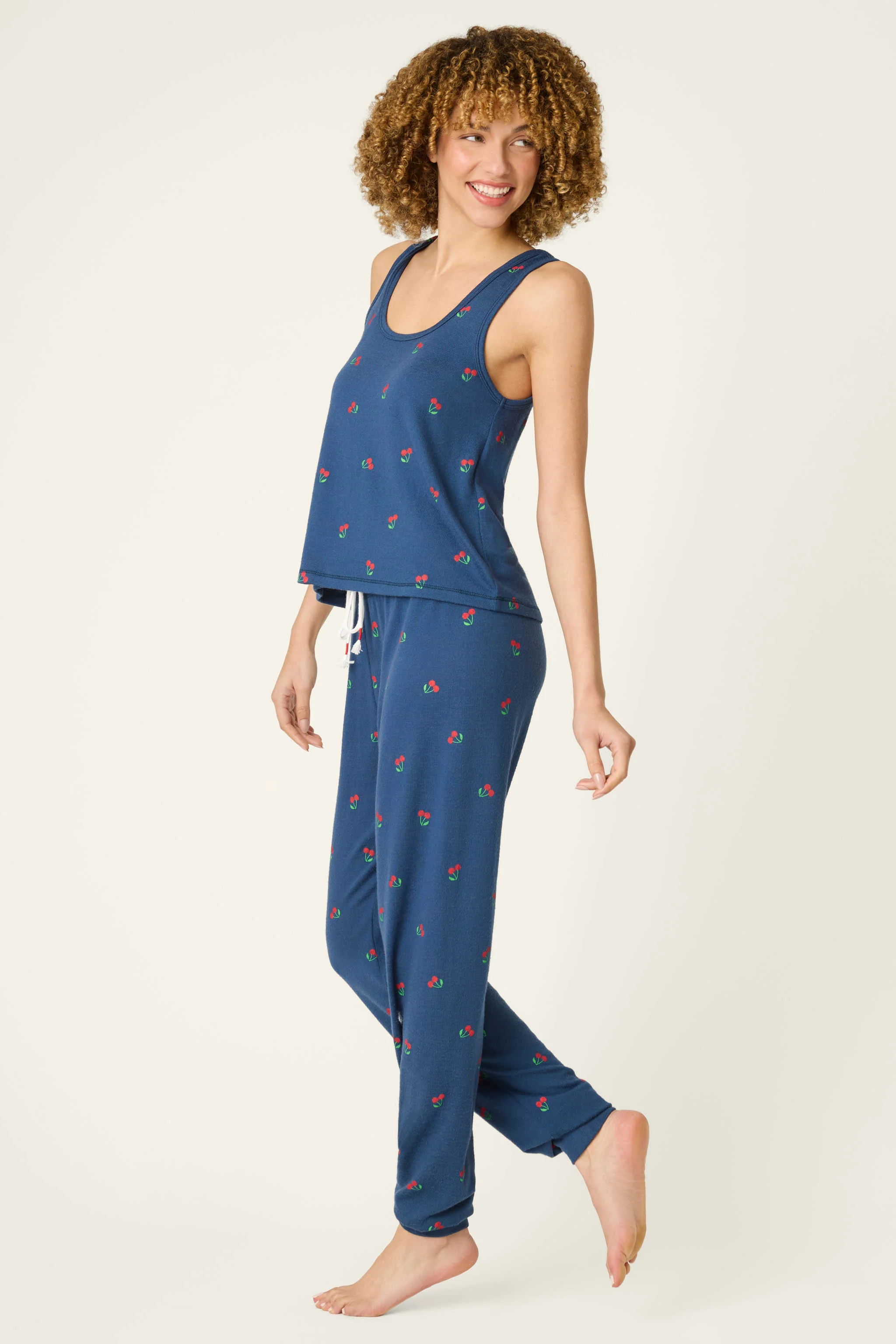 Star Spangled Summer True Navy Cherry Print PJ Set - Image 4