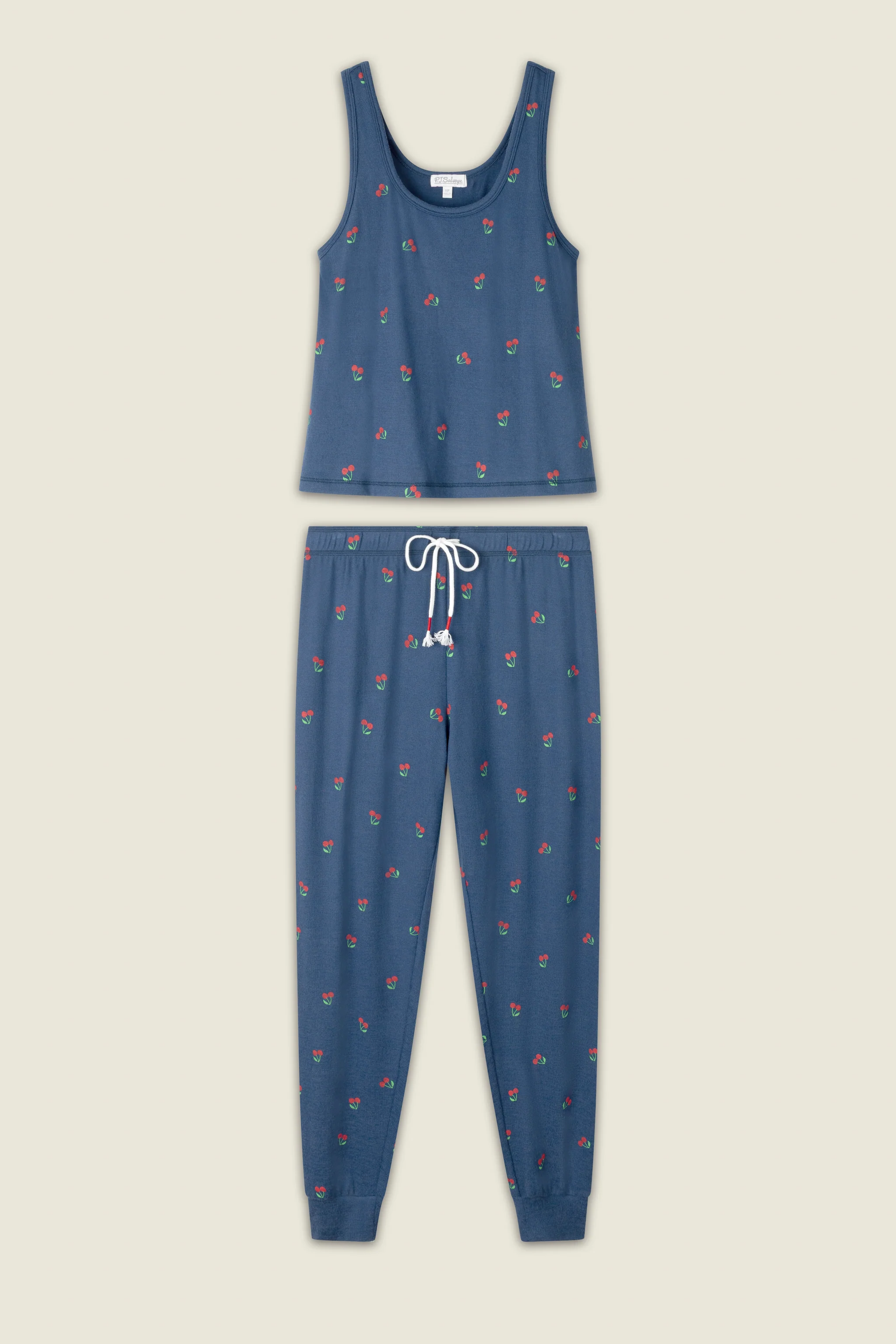 Star Spangled Summer True Navy Cherry Print PJ Set - Image 6