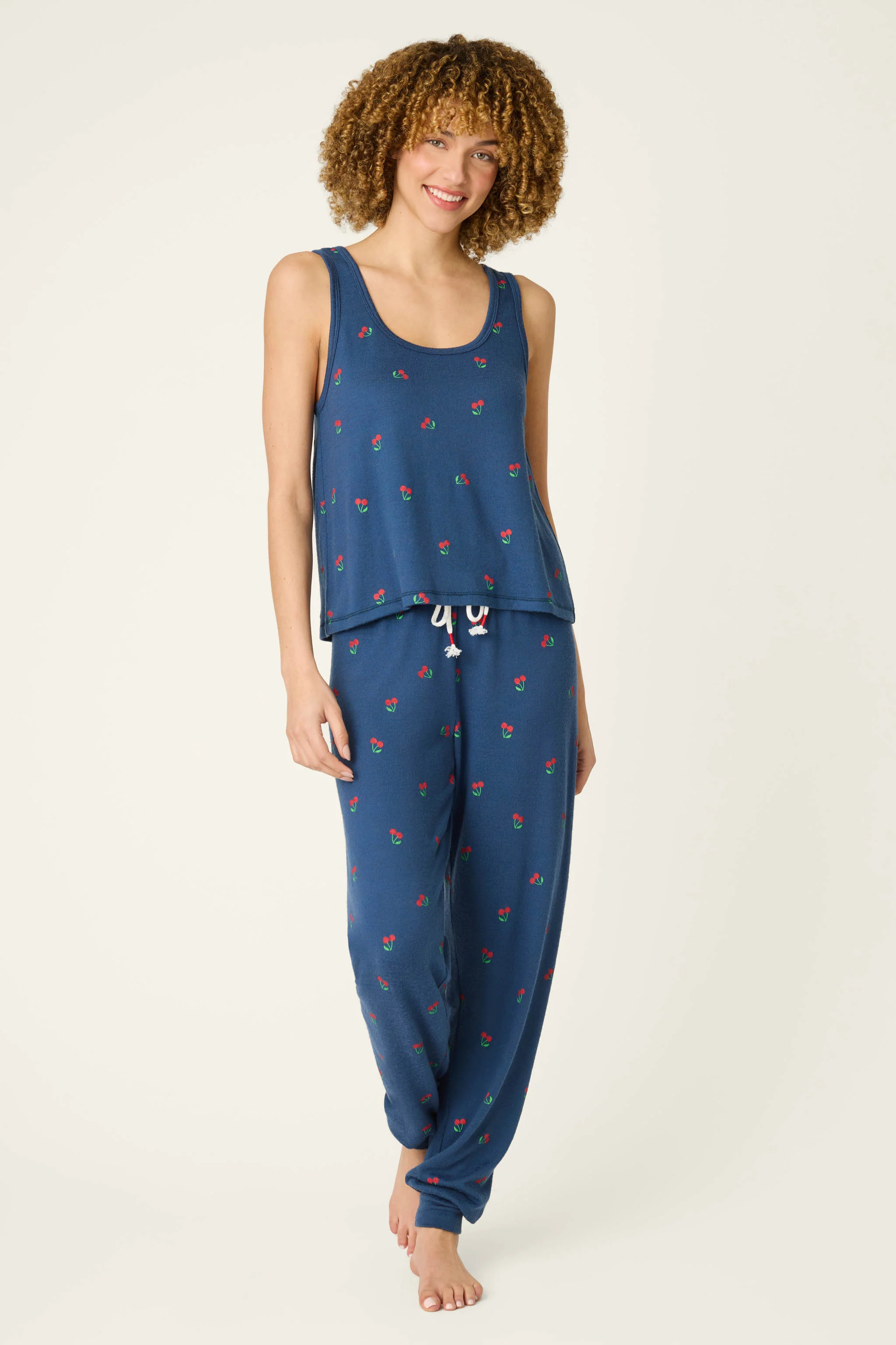 Star Spangled Summer True Navy Cherry Print Tank Top - Image 3