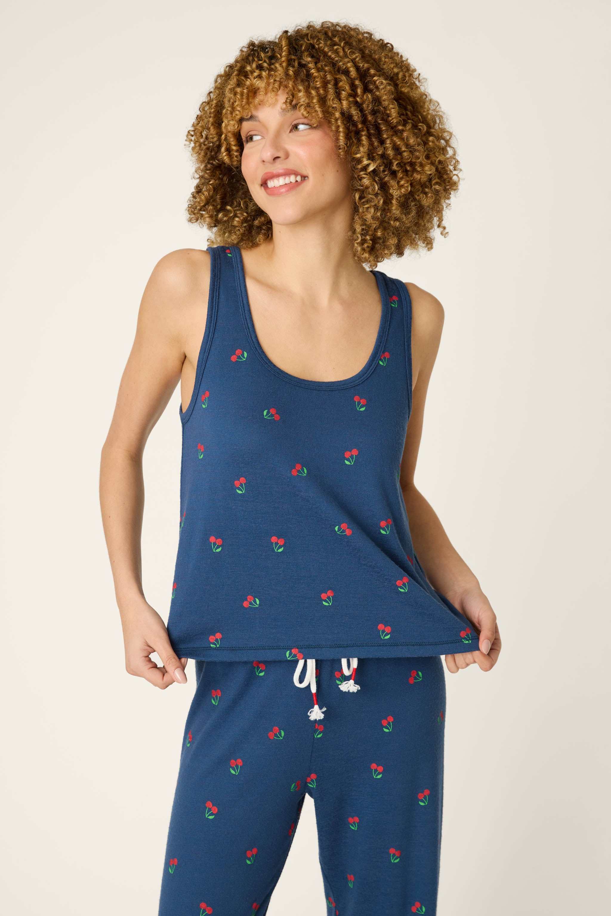 Star Spangled Summer True Navy Cherry Print Tank Top - Image 5