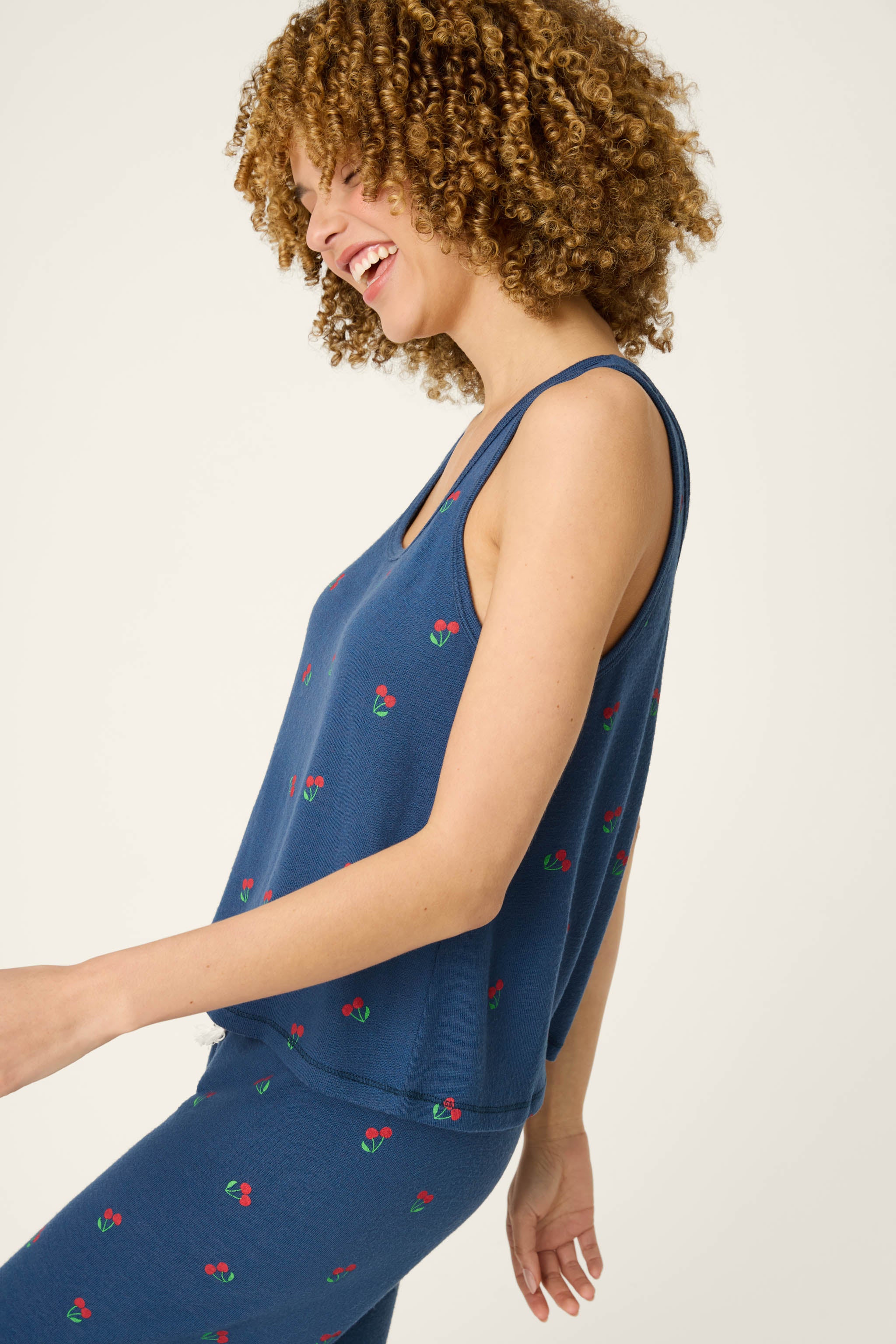 Star Spangled Summer True Navy Cherry Print Tank Top - Image 6