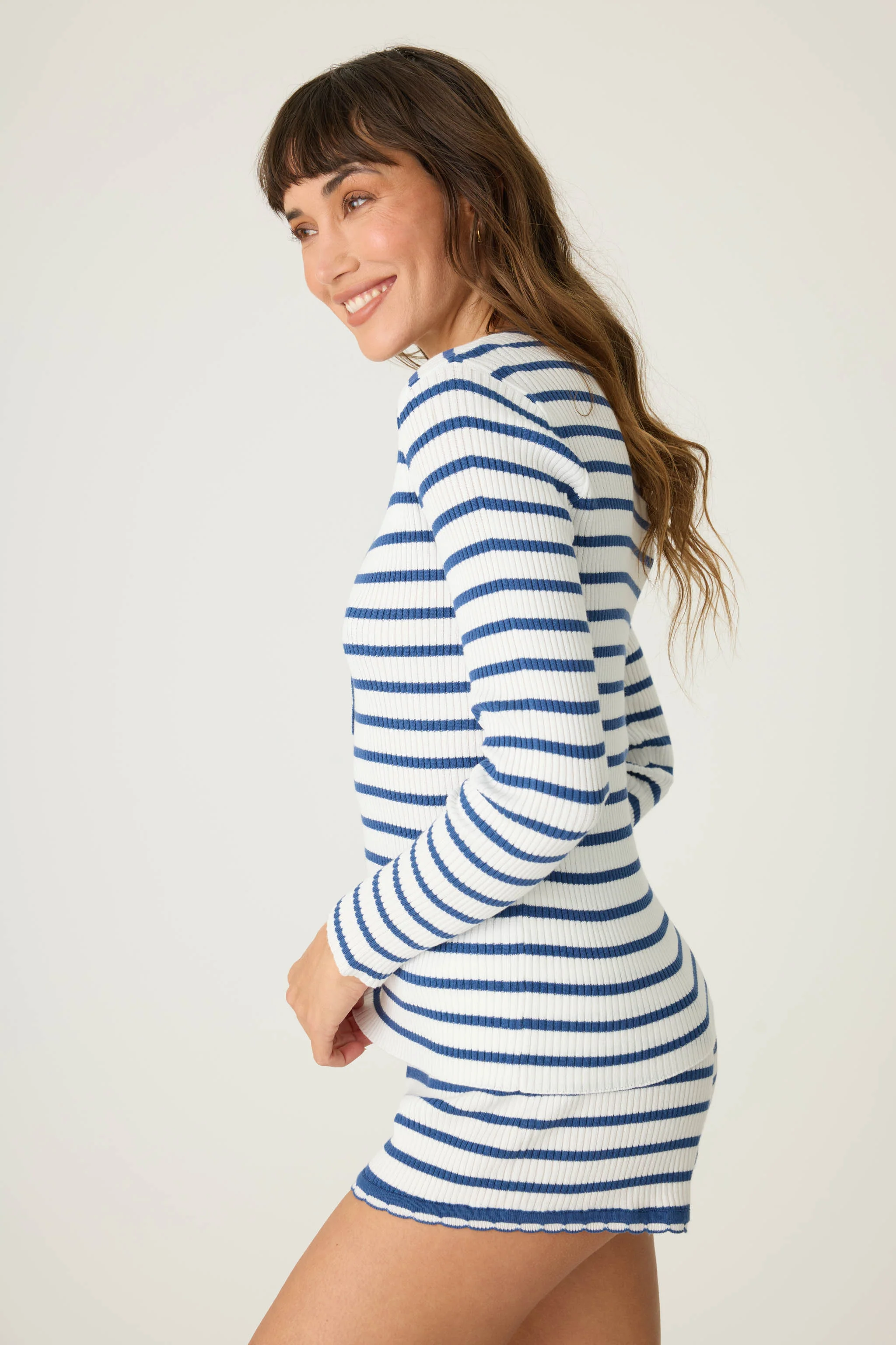 Seaside Striped Rib Long Sleeve Top - Image 5