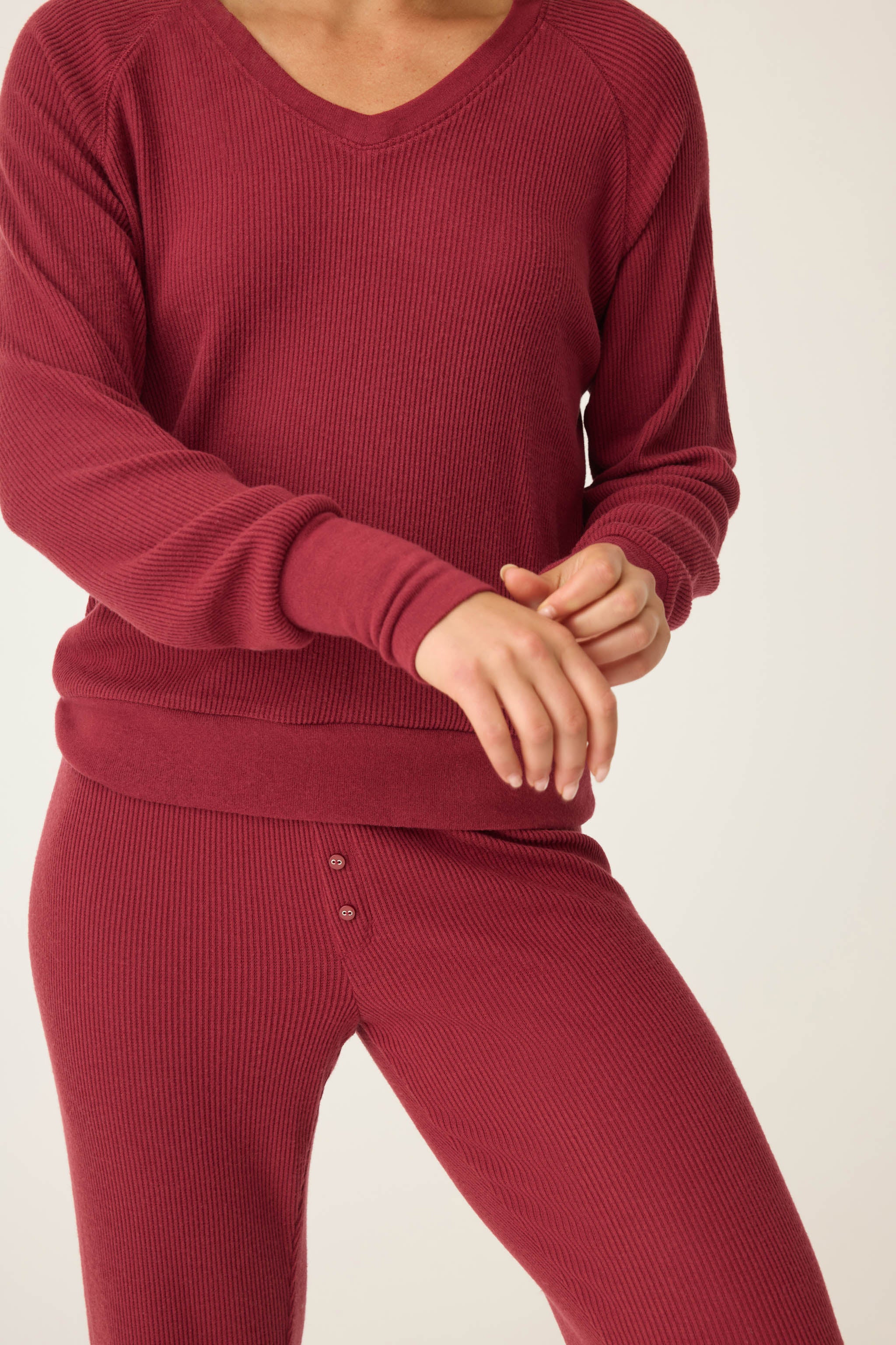 Textured Essentials Port Long Sleeve Top - Image 5