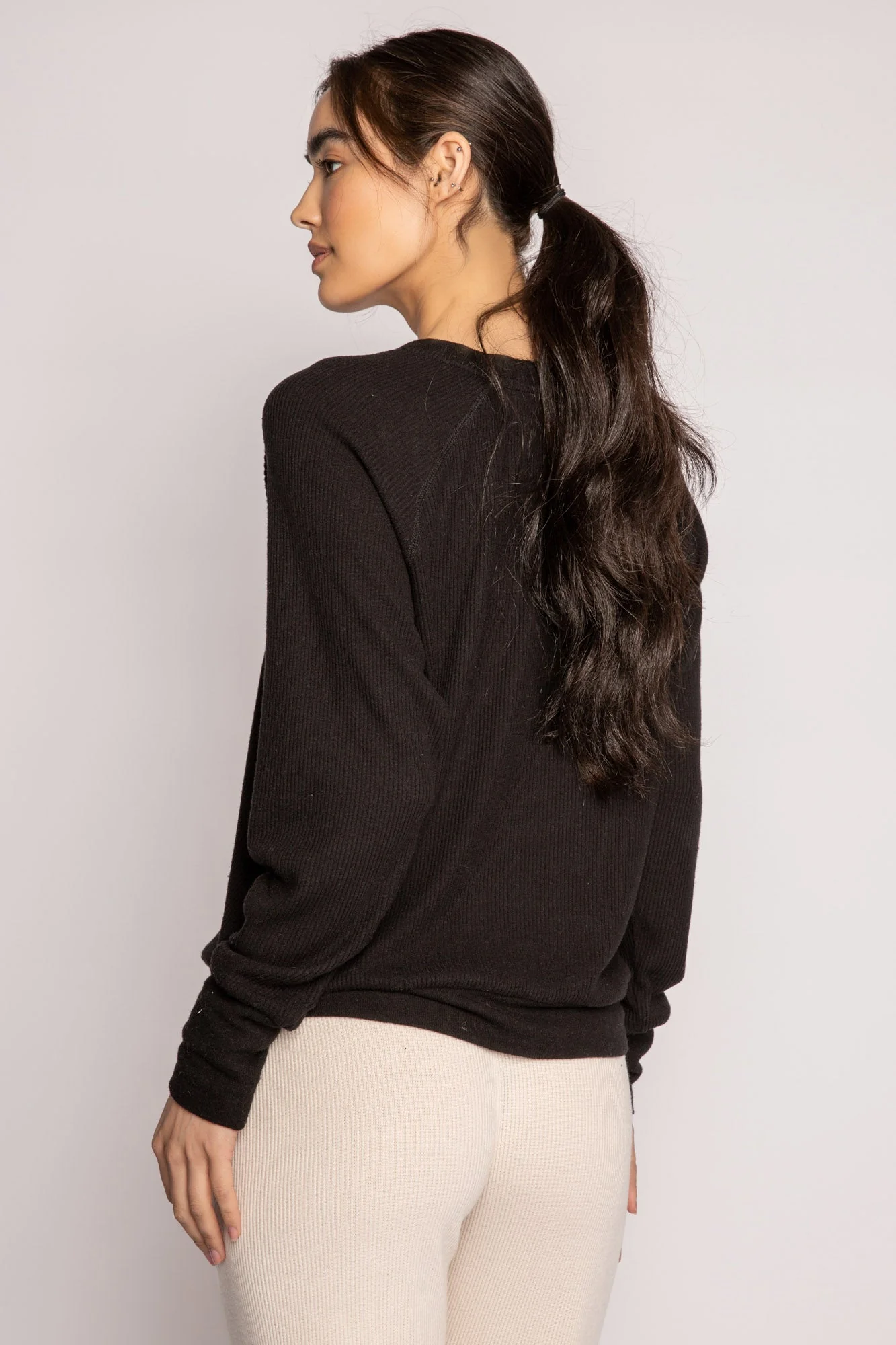 Textured Essentials Black Long Sleeve Top - Image 5