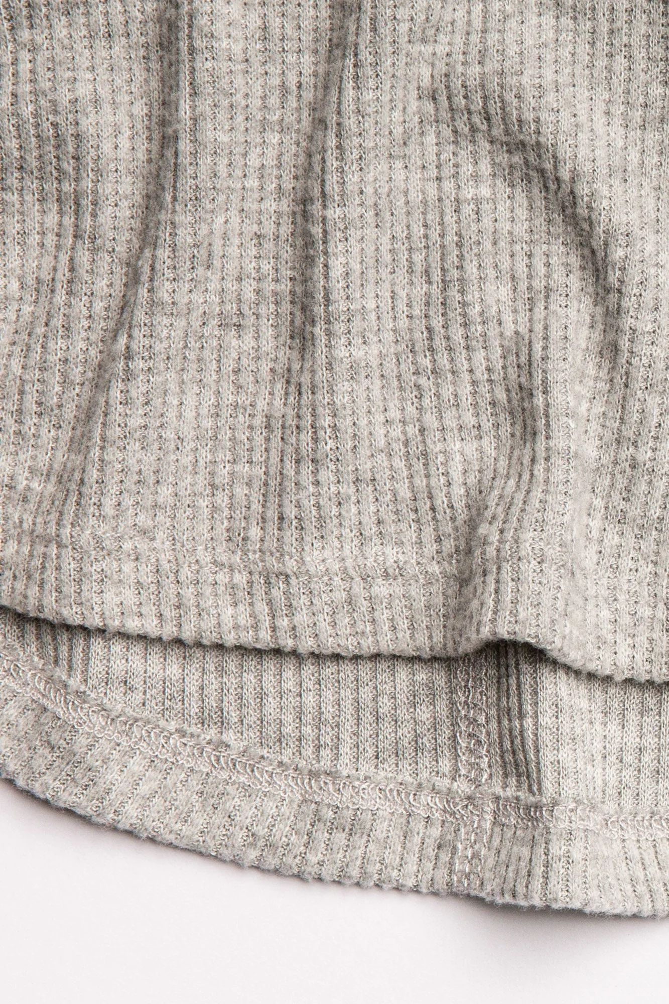 Textured Essentials Heather Grey Long Sleeve Henley Top - Image 6