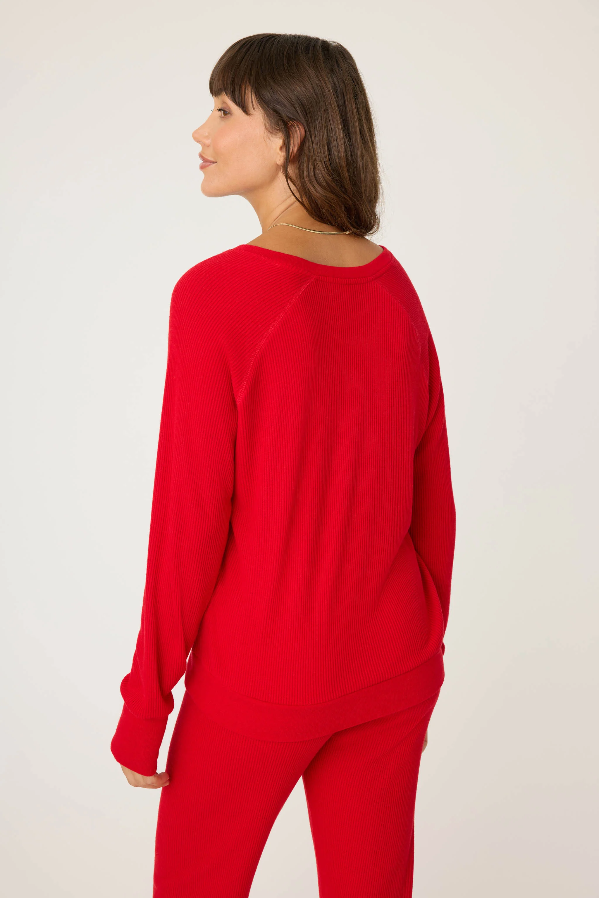 Textured Essentials Red Long Sleeve Top - Image 5