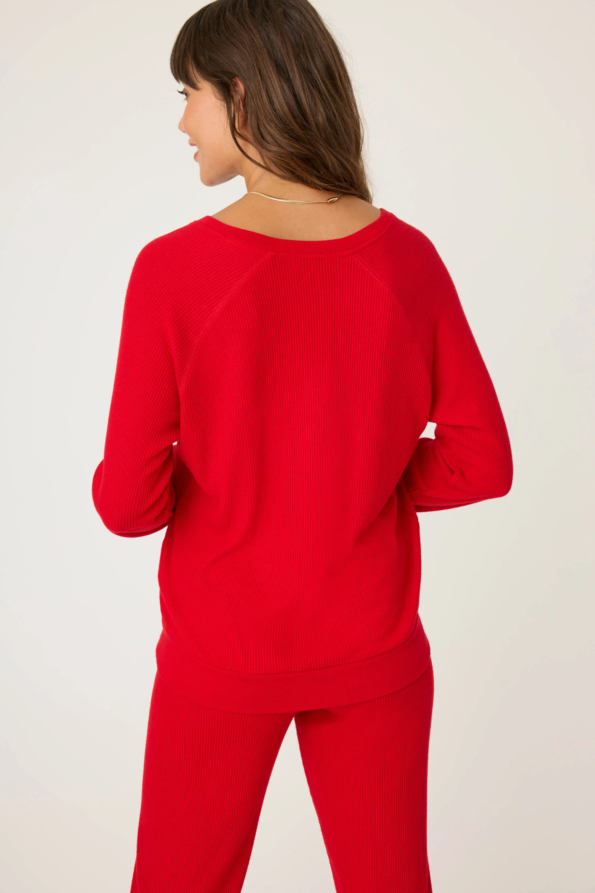 Textured Essentials Red Long Sleeve Top - Image 6