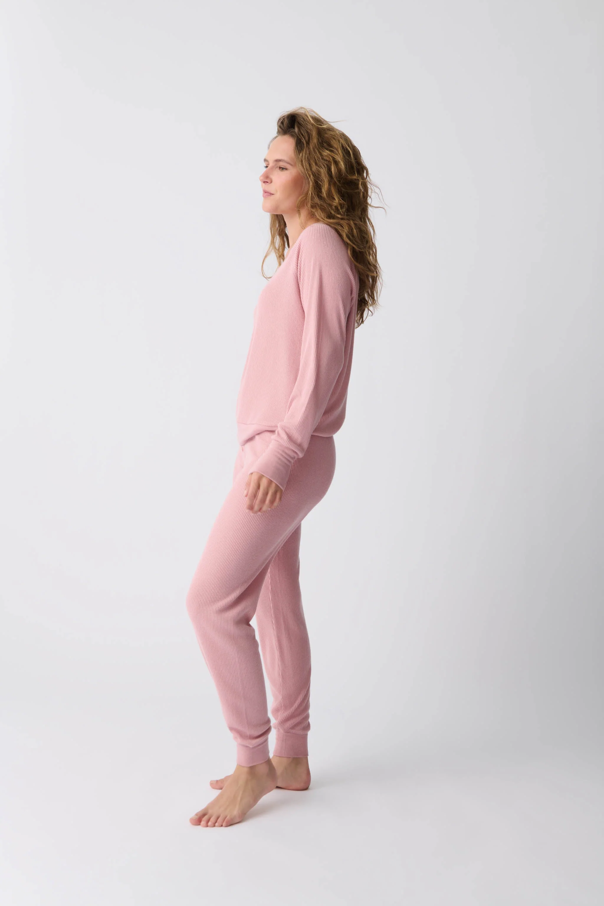 Textured Essentials Rosewood Long Sleeve Top - Image 4