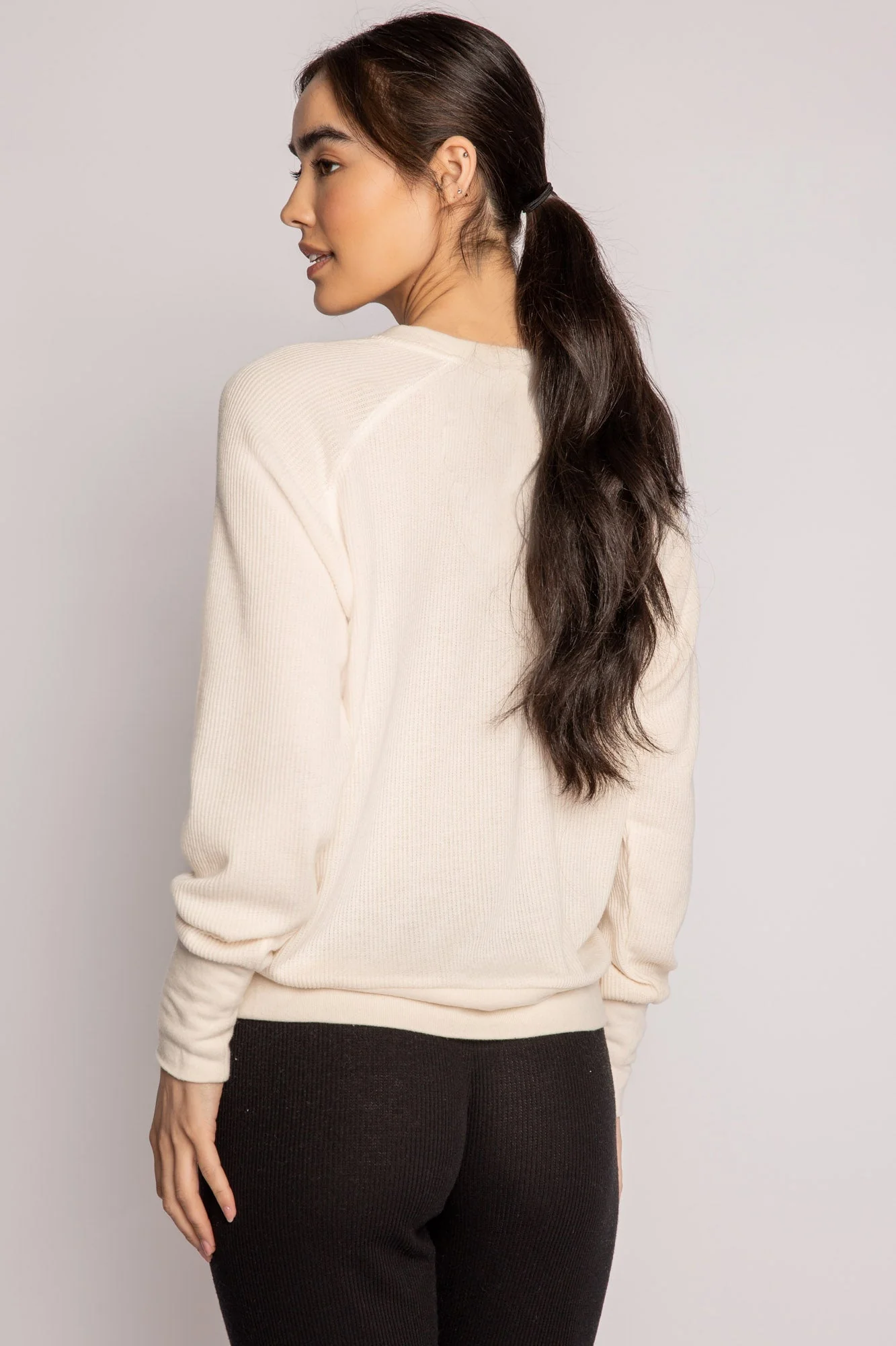 Textured Essentials Stone Long Sleeve Top - Image 5