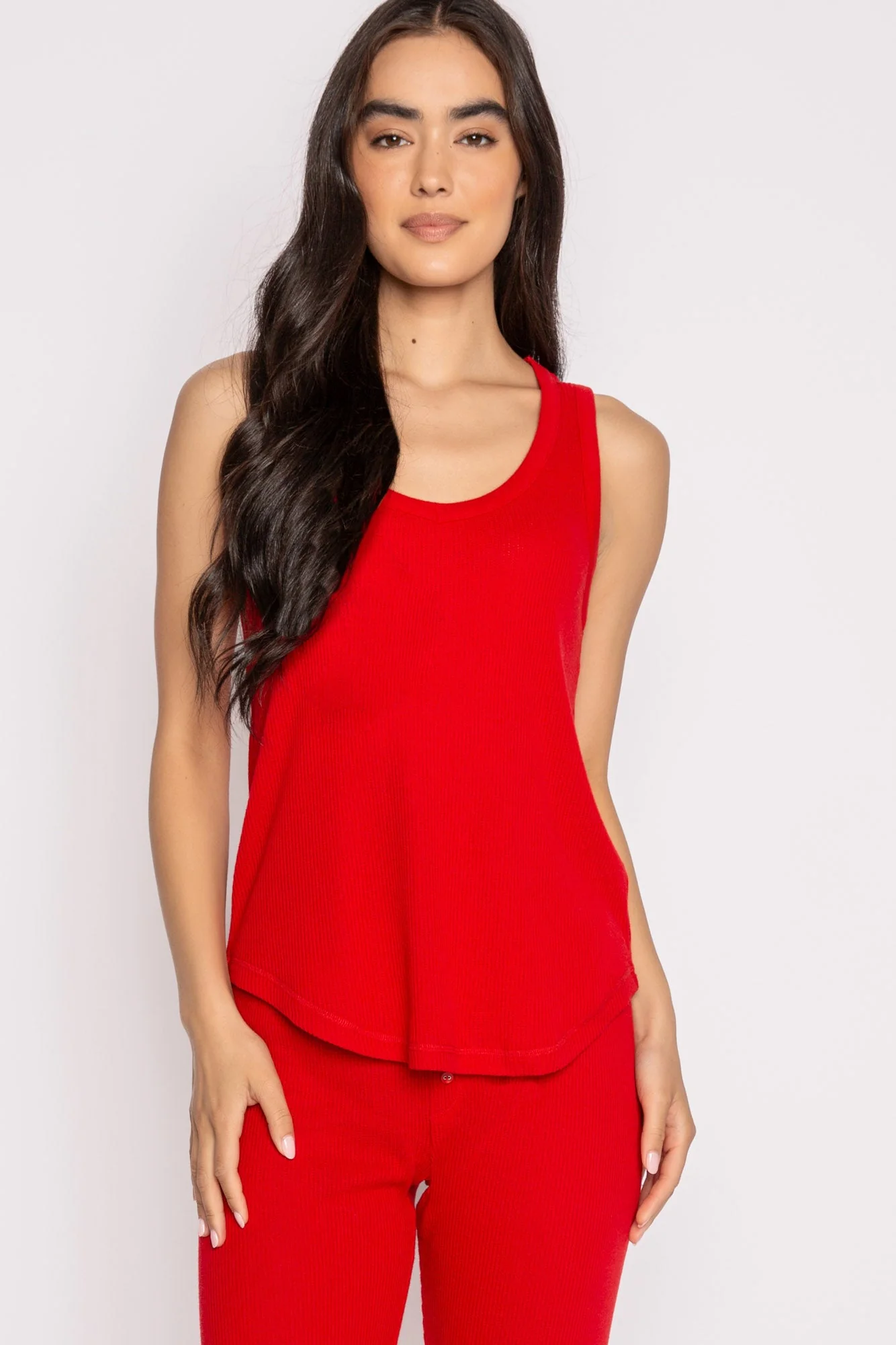 Textured Essentials Red Tank Top Lounge Set - Image 5