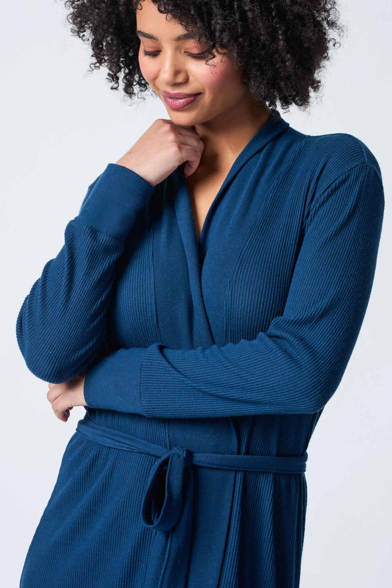 Textured Essentials Navy Robe - Image 2