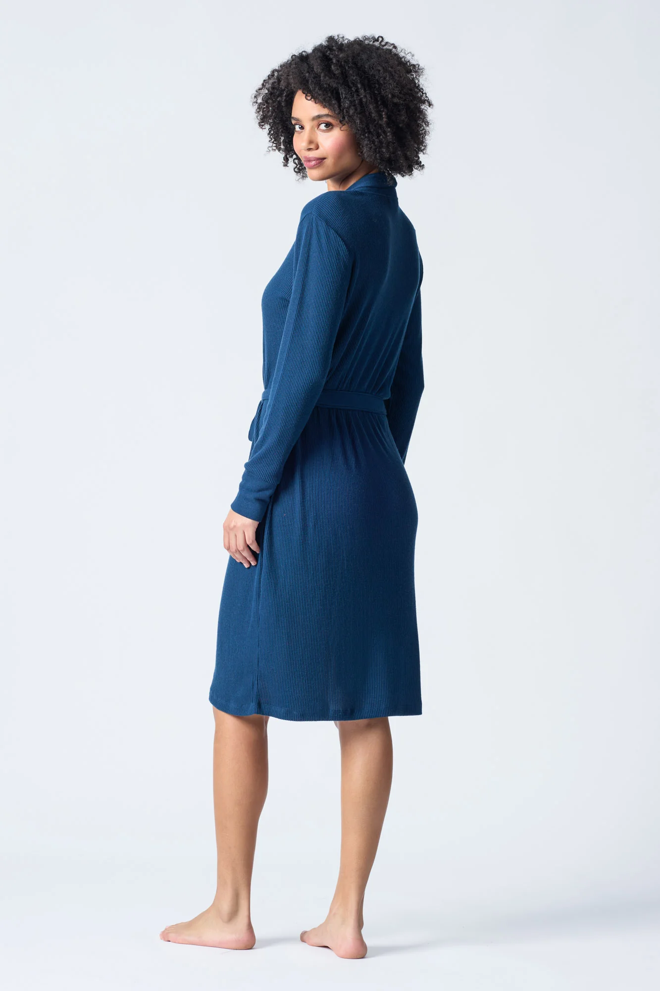 Textured Essentials Navy Robe - Image 3