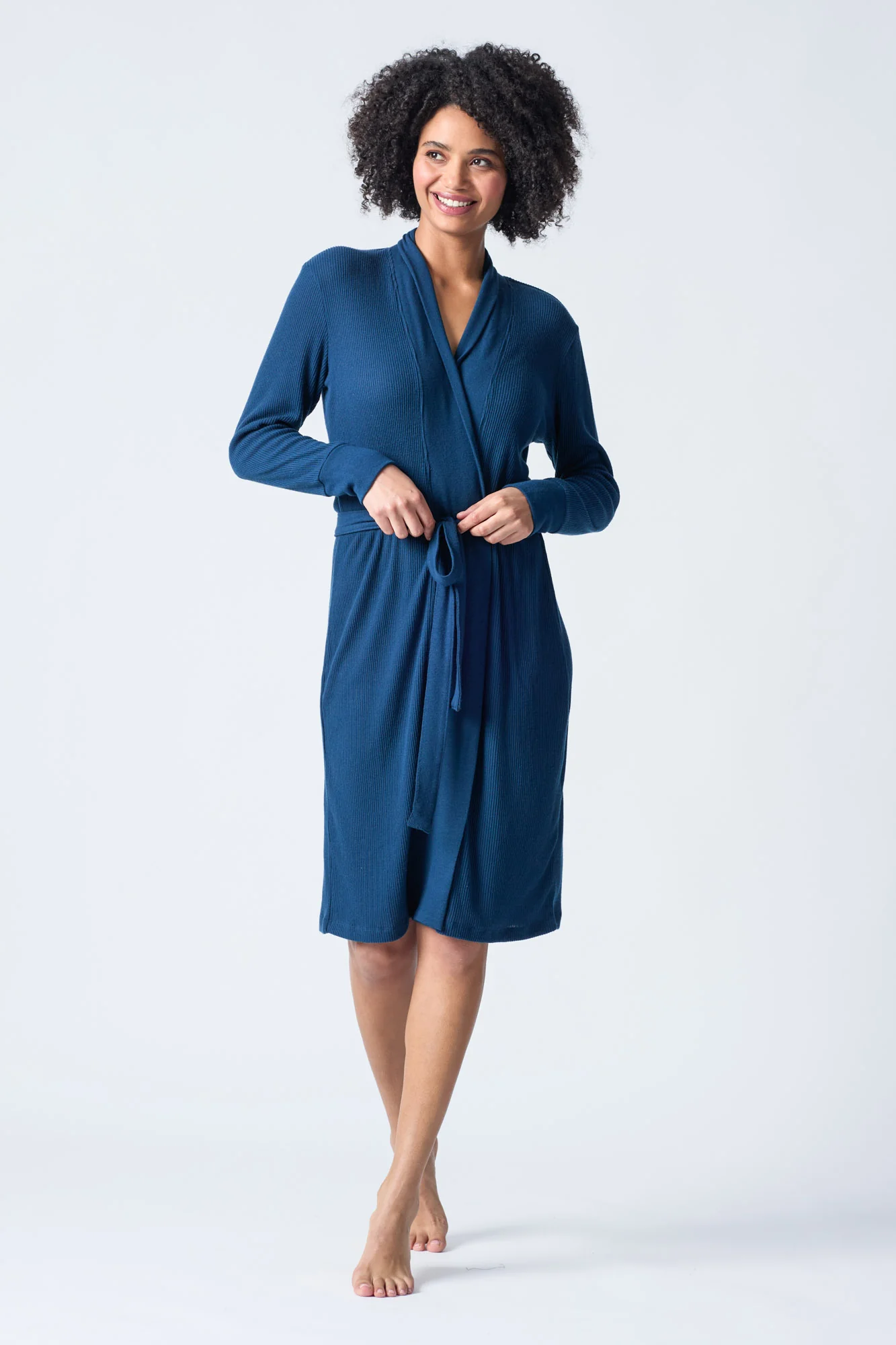 Textured Essentials Navy Robe - Image 4