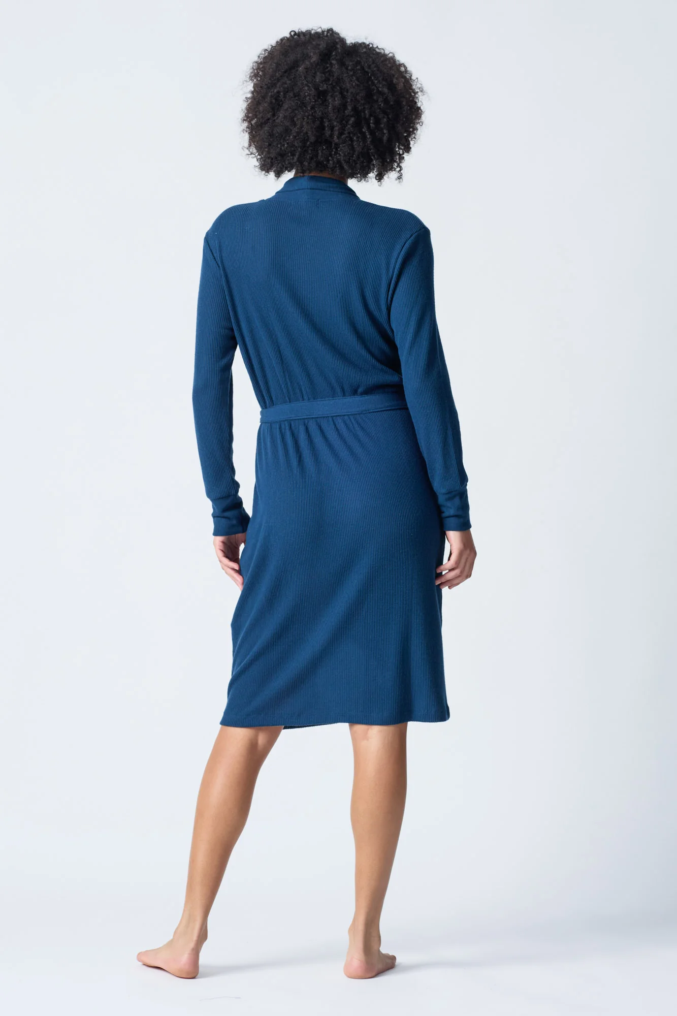 Textured Essentials Navy Robe - Image 5