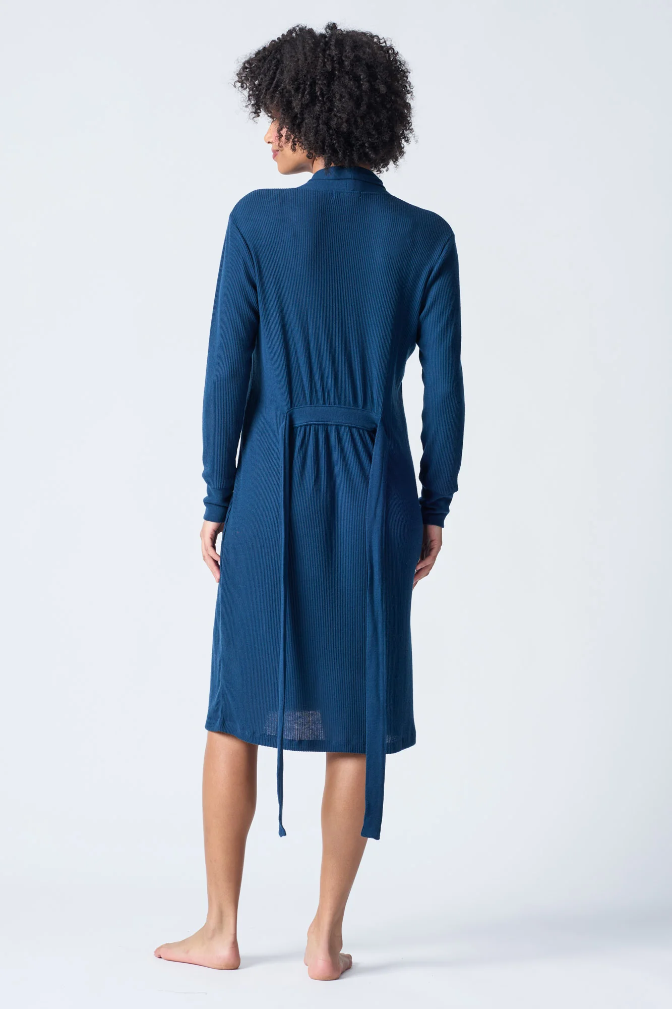 Textured Essentials Navy Robe - Image 6
