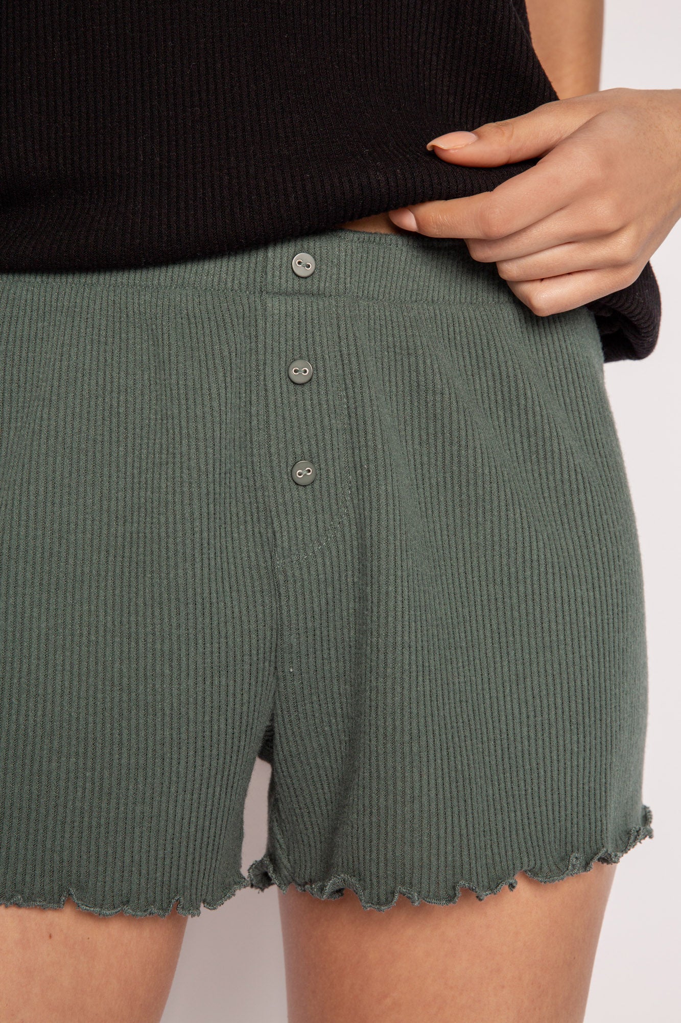 Textured Essentials Sage Leaf Shorts - Image 2