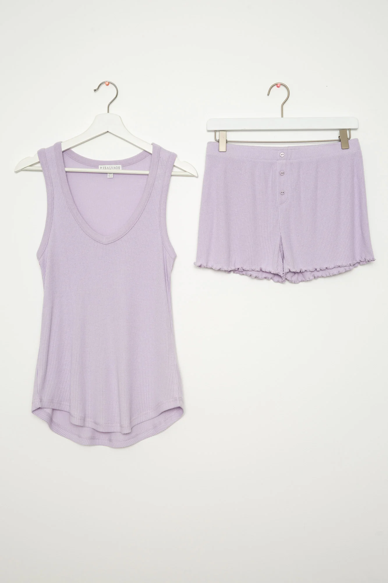 Textured Essentials Gentle Lavender Short Lounge Set - Image 2