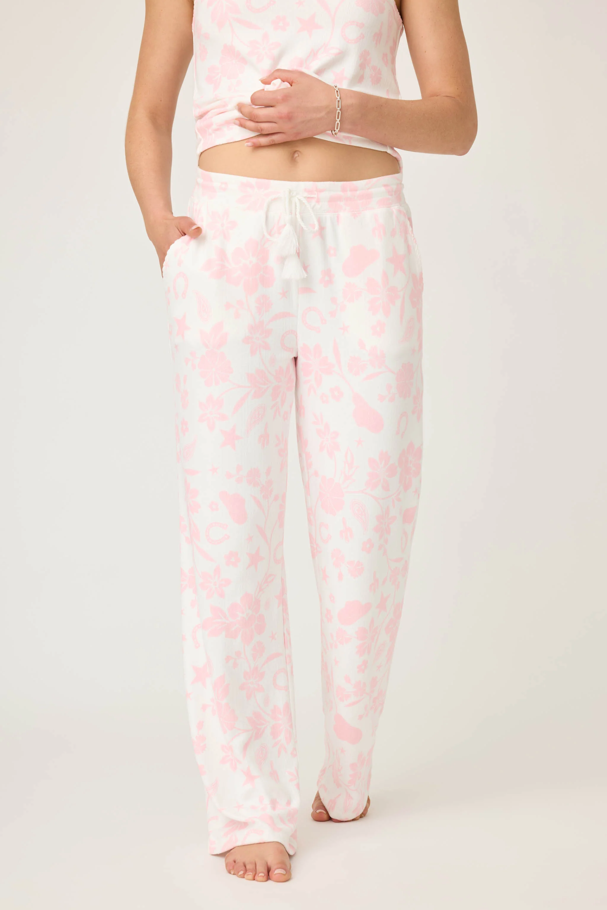 Wild Flower Western Floral Print Open Leg Pants